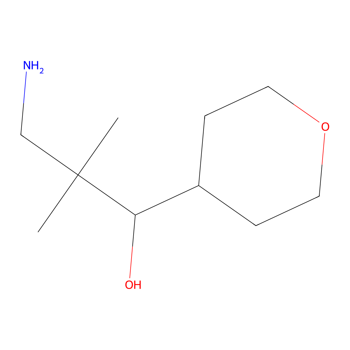 3-Amino-2,2-dimethyl-1-(oxan-4-YL)propan-1-OL molecular structure, CAS 1513501-79-5