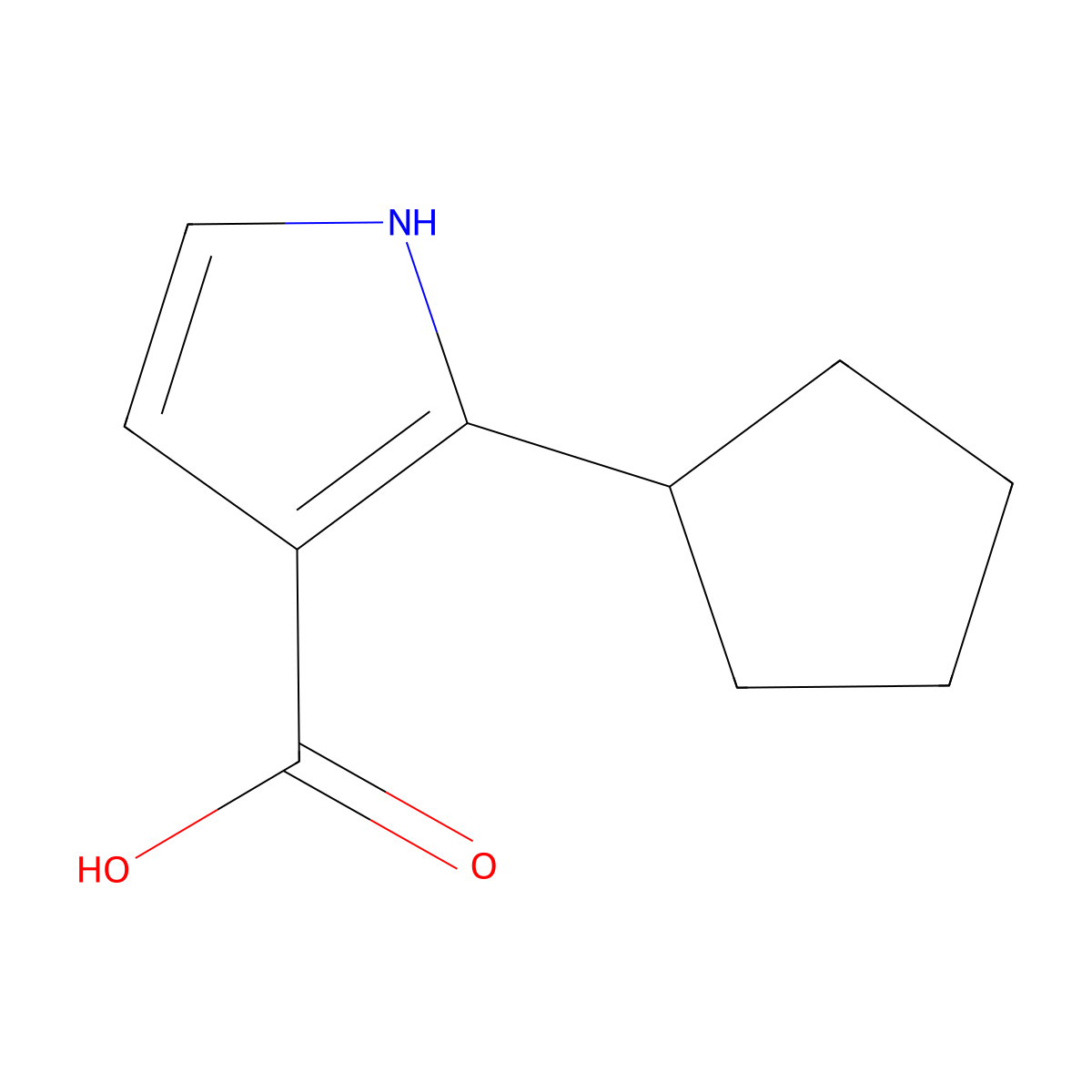 2-Cyclopentyl-1H-pyrrole-3-carboxylic acid molecular structure, CAS 1513521-52-2