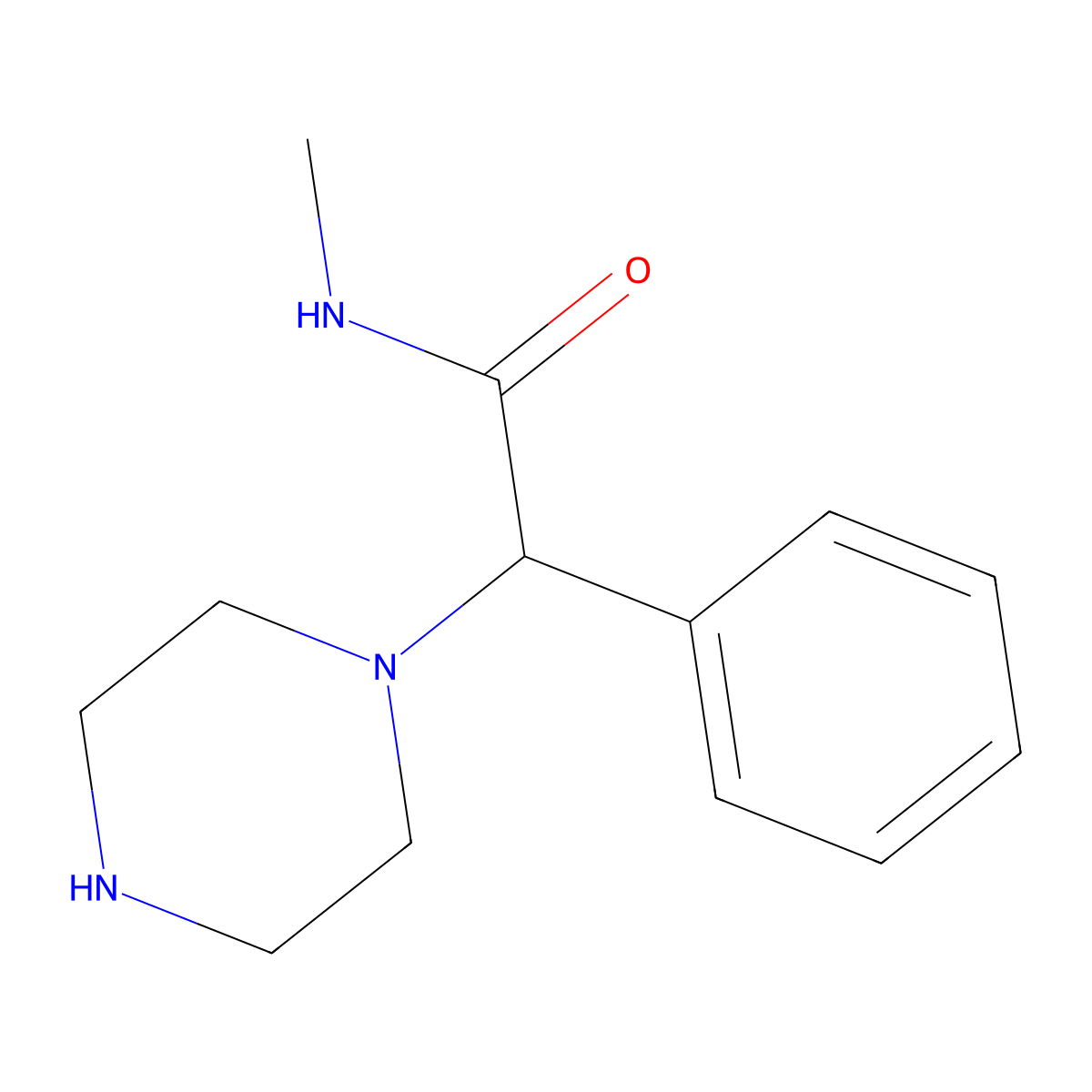 N-methyl-2-phenyl-2-(piperazin-1-yl)acetamide molecular structure, CAS 1513532-69-8