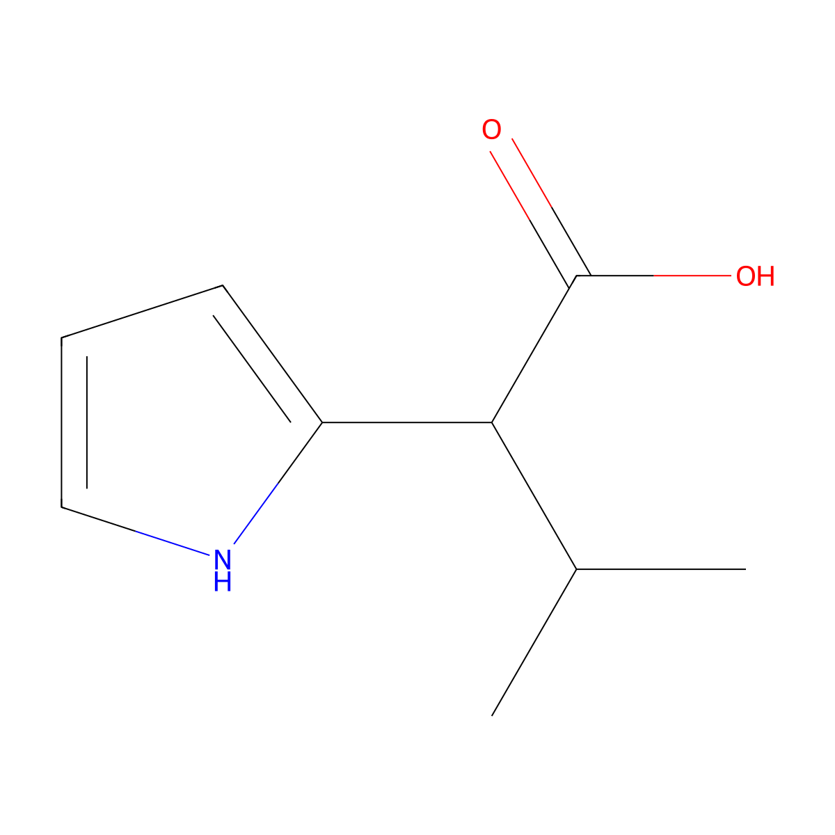 3-Methyl-2-(1H-pyrrol-2-yl)butanoic acid molecular structure, CAS 1513534-15-0