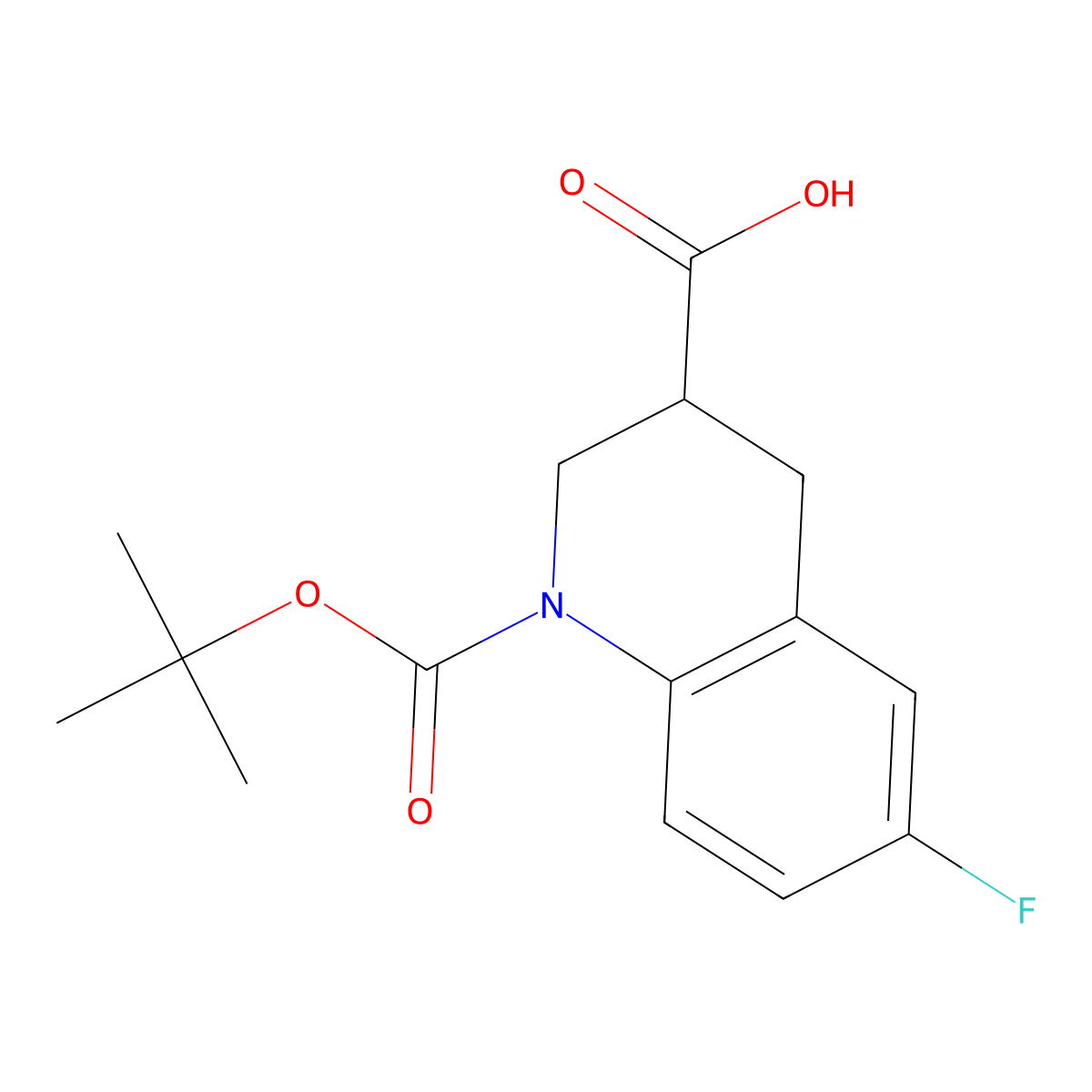 1-[(Tert-butoxy)carbonyl]-6-fluoro-1,2,3,4-tetrahydroquinoline-3-carboxylic acid molecular structure, CAS 1513564-44-7