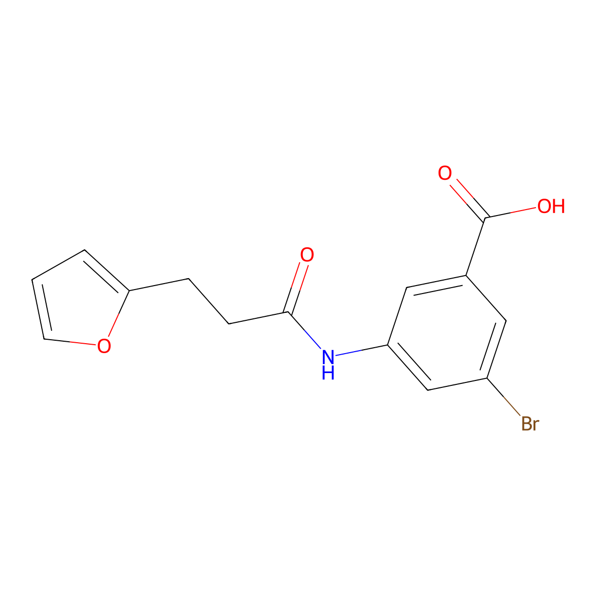 3-Bromo-5-(3-(furan-2-YL)propanamido)benzoic acid molecular structure, CAS 1513576-48-1