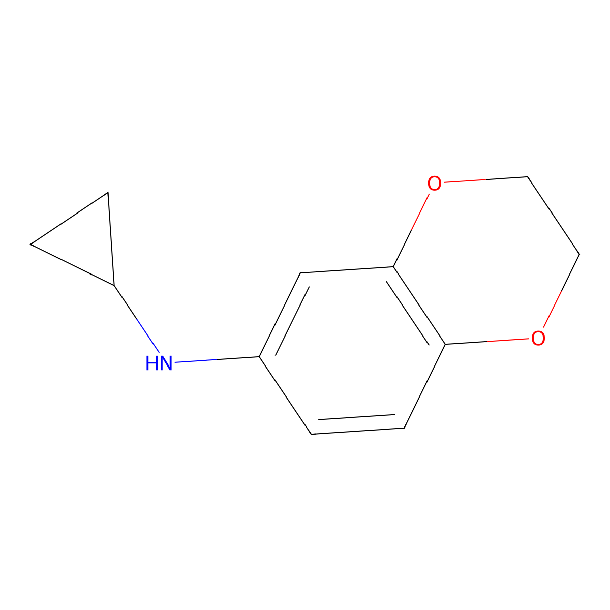 N-Cyclopropyl-2,3-dihydro-1,4-benzodioxin-6-amine molecular structure, CAS 1513580-90-9