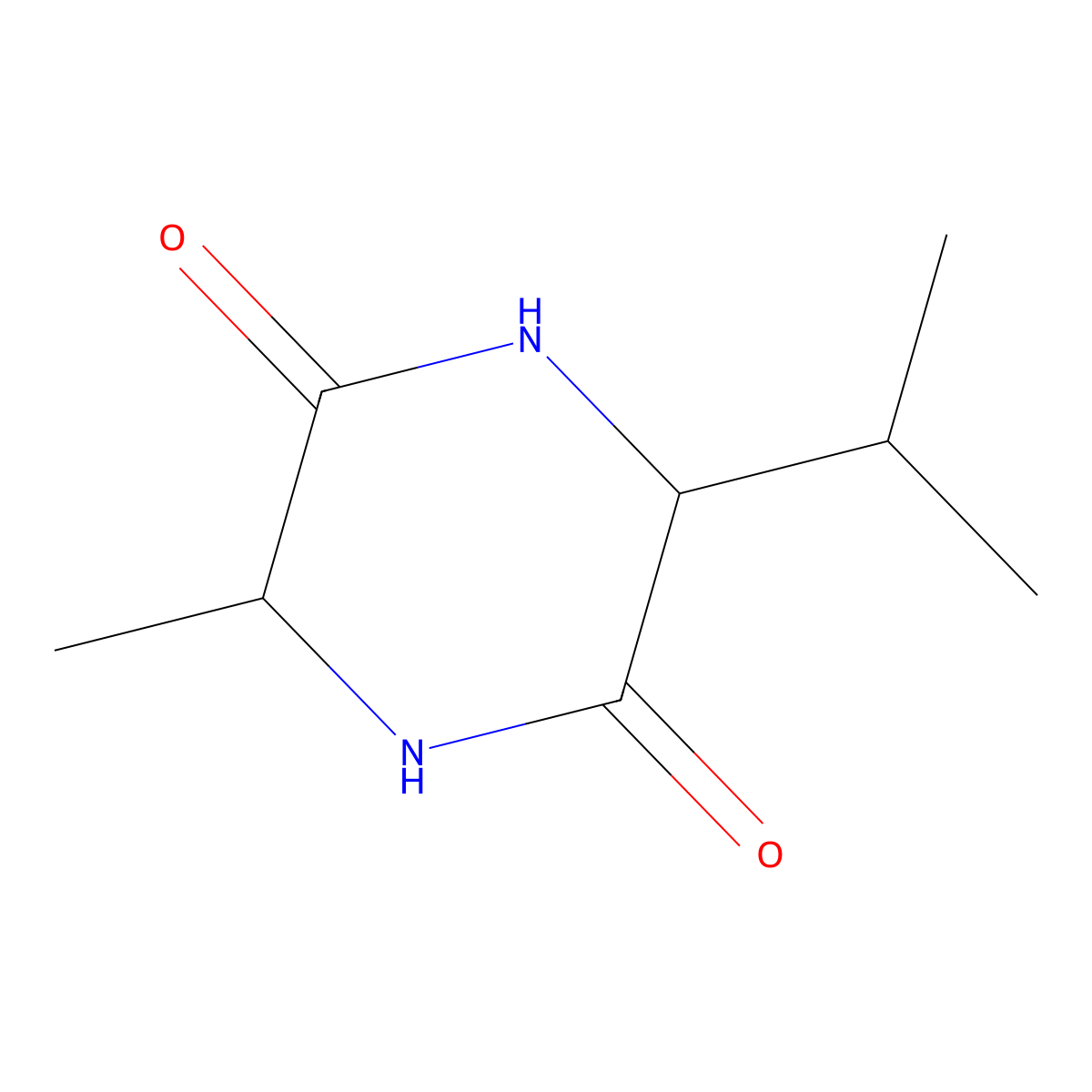 2,5-Piperazinedione, 3-methyl-6-(1-methylethyl)-, (3R,6S)- molecular structure, CAS 15136-27-3