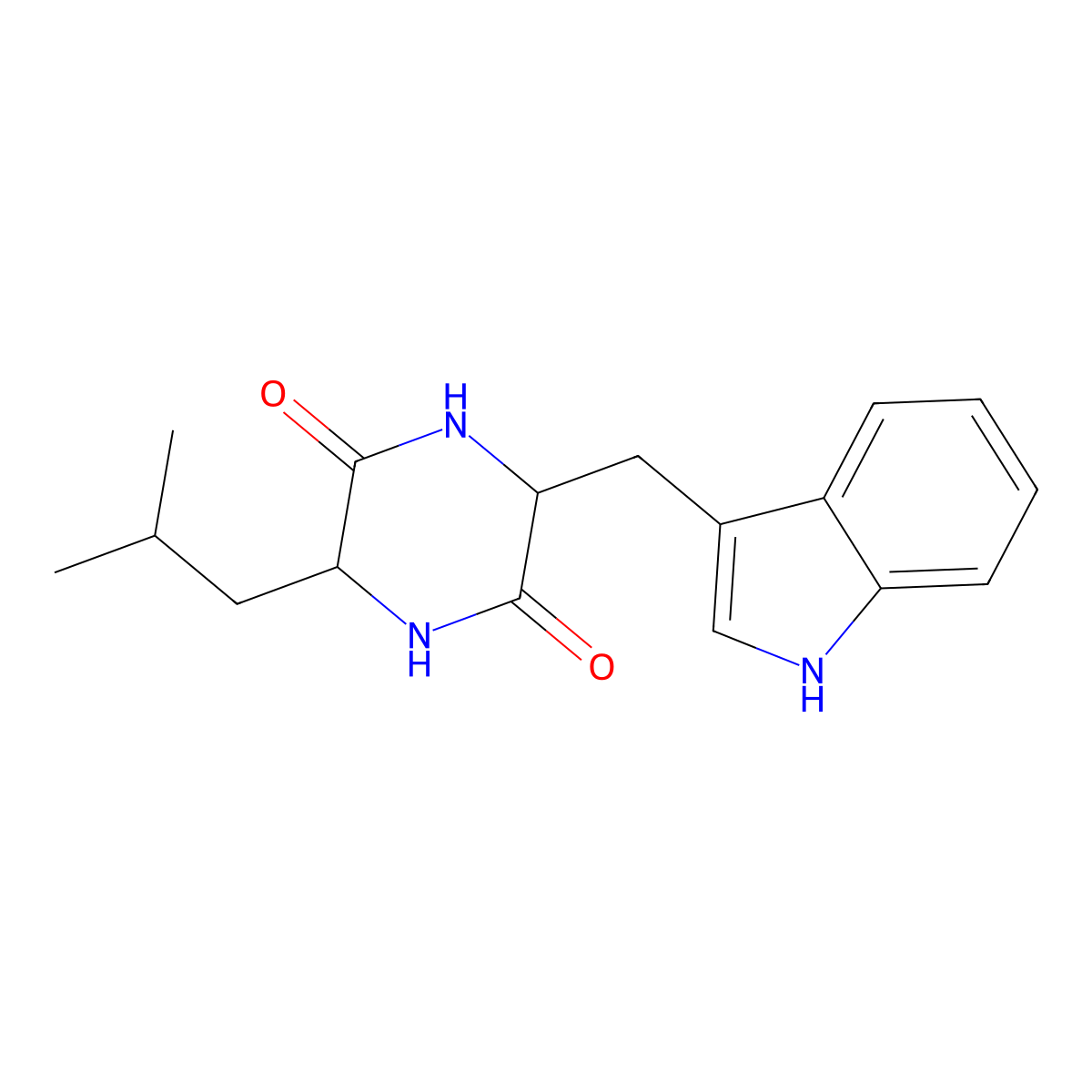 Cyclo(L-leucyl-L-tryptophyl) molecular structure, CAS 15136-34-2
