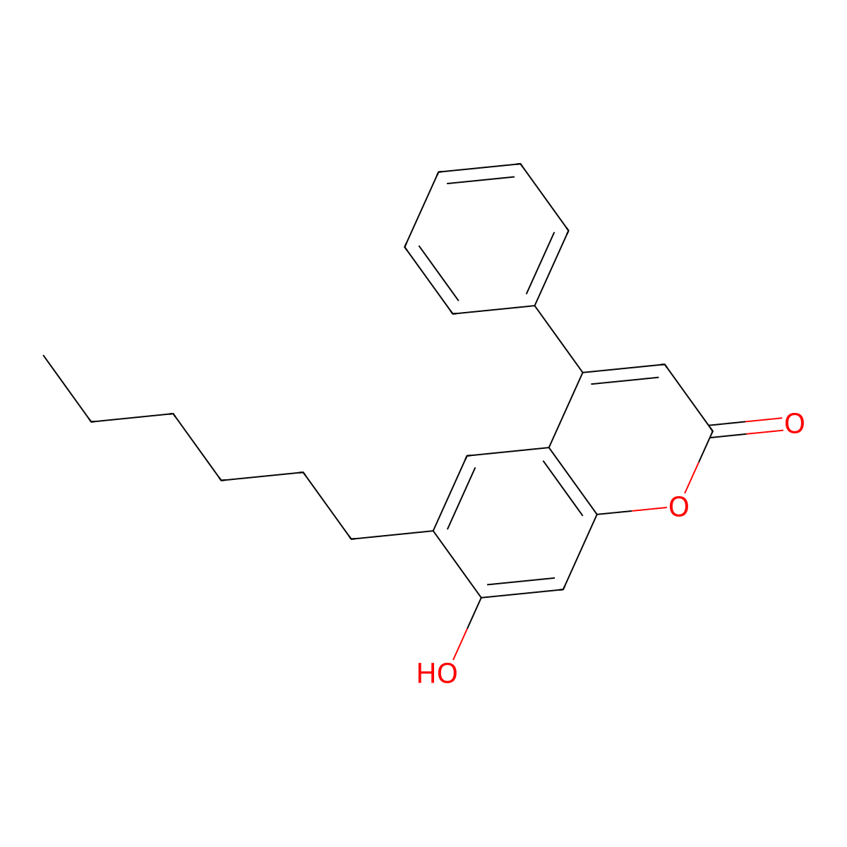 6-hexyl-7-hydroxy-4-phenyl-2H-chromen-2-one molecular structure, CAS 151361-40-9