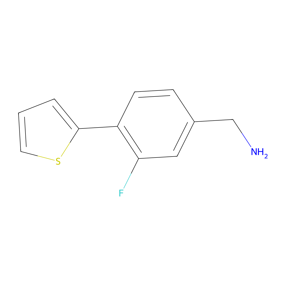 1-[3-Fluoro-4-(thiophen-2-yl)phenyl]methanamine molecular structure, CAS 1513613-16-5
