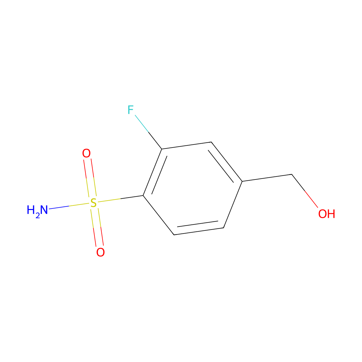 2-Fluoro-4-(hydroxymethyl)benzene-1-sulfonamide molecular structure, CAS 1513613-79-0