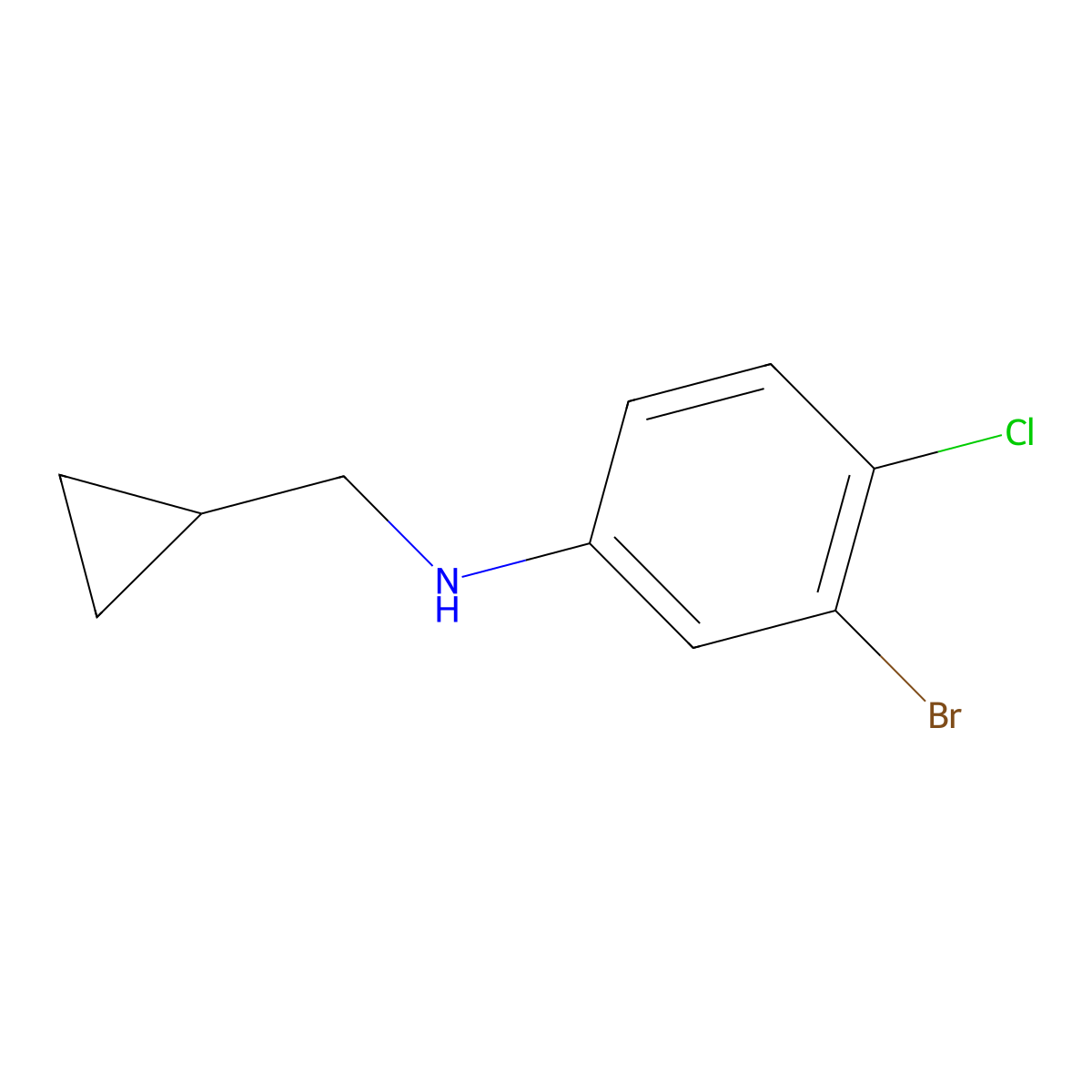 3-bromo-4-chloro-N-(cyclopropylmethyl)aniline molecular structure, CAS 1513635-42-1