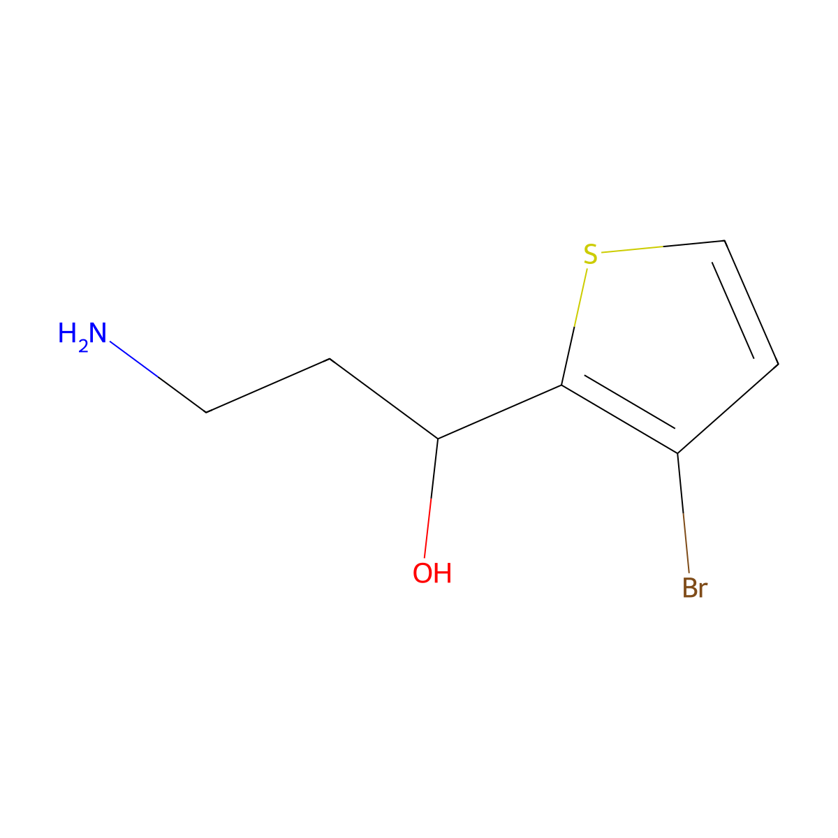 3-Amino-1-(3-bromothiophen-2-yl)propan-1-ol molecular structure, CAS 1513640-92-0