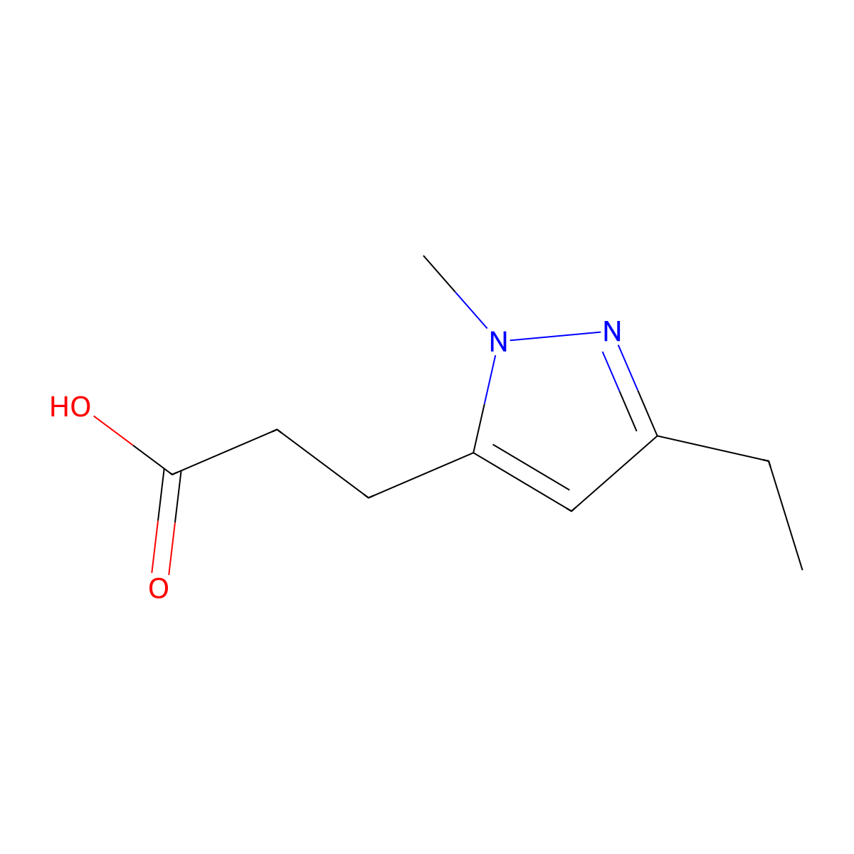 3-(3-Ethyl-1-methyl-1h-pyrazol-5-yl)propanoic acid molecular structure, CAS 1513644-39-7