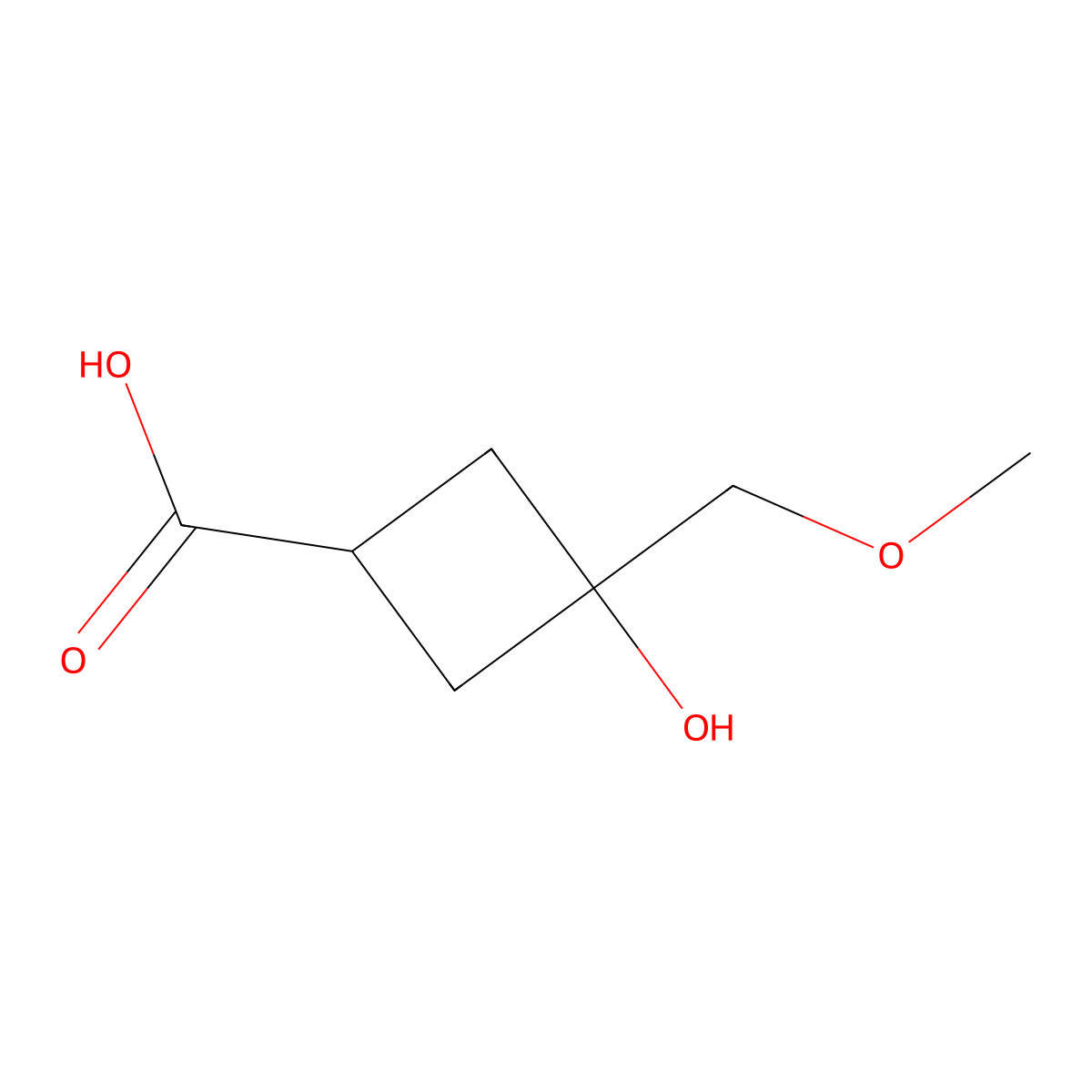 3-Hydroxy-3-(methoxymethyl)cyclobutane-1-carboxylic acid molecular structure, CAS 1513650-40-2