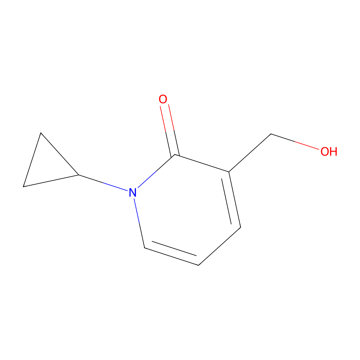 1-Cyclopropyl-3-(hydroxymethyl)-1,2-dihydropyridin-2-one molecular structure, CAS 1513665-80-9