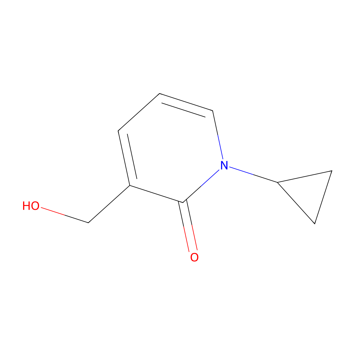 1-Cyclopropyl-3-(hydroxymethyl)-1,2-dihydropyridin-2-one molecular structure, CAS 1513665-80-9