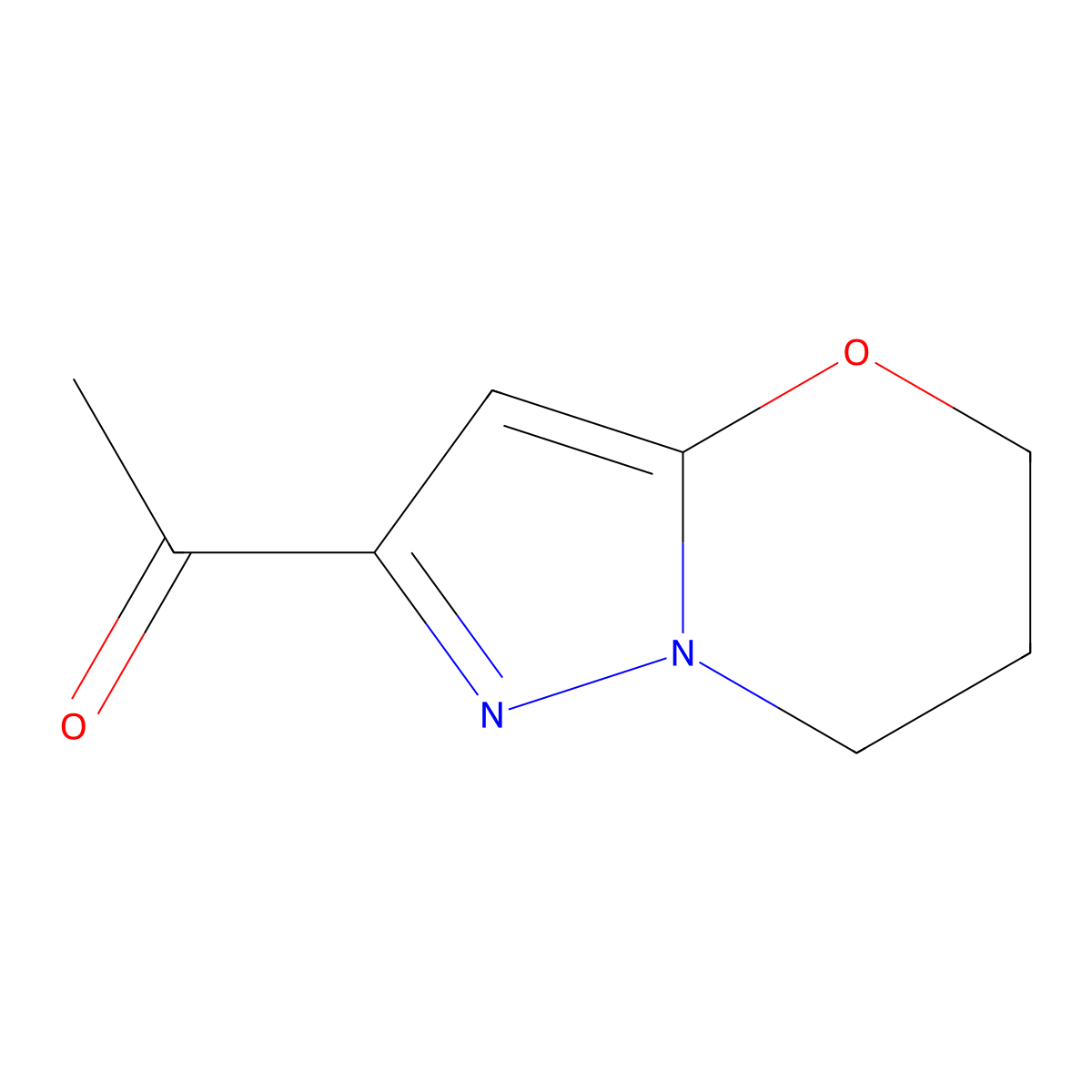 1-{5H,6H,7H-pyrazolo[3,2-b][1,3]oxazin-2-yl}ethan-1-one molecular structure, CAS 1513689-69-4