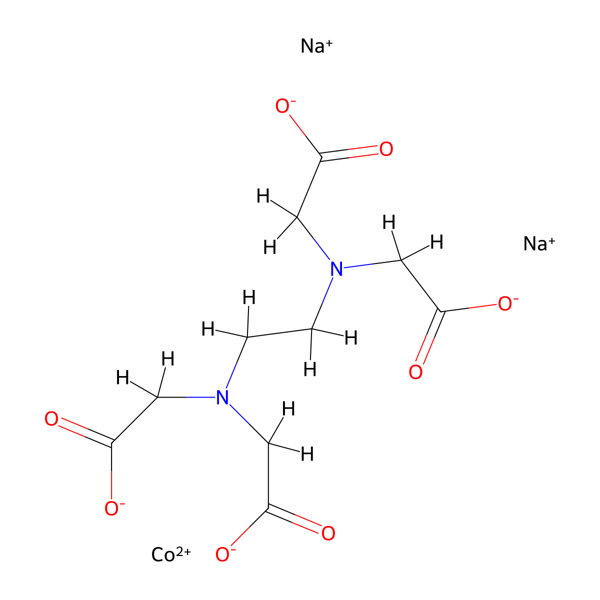 Cobalt(II) disodium 2,2',2'',2'''-(ethane-1,2-diylbis(azanetriyl))tetraacetate molecular structure, CAS 15137-09-4