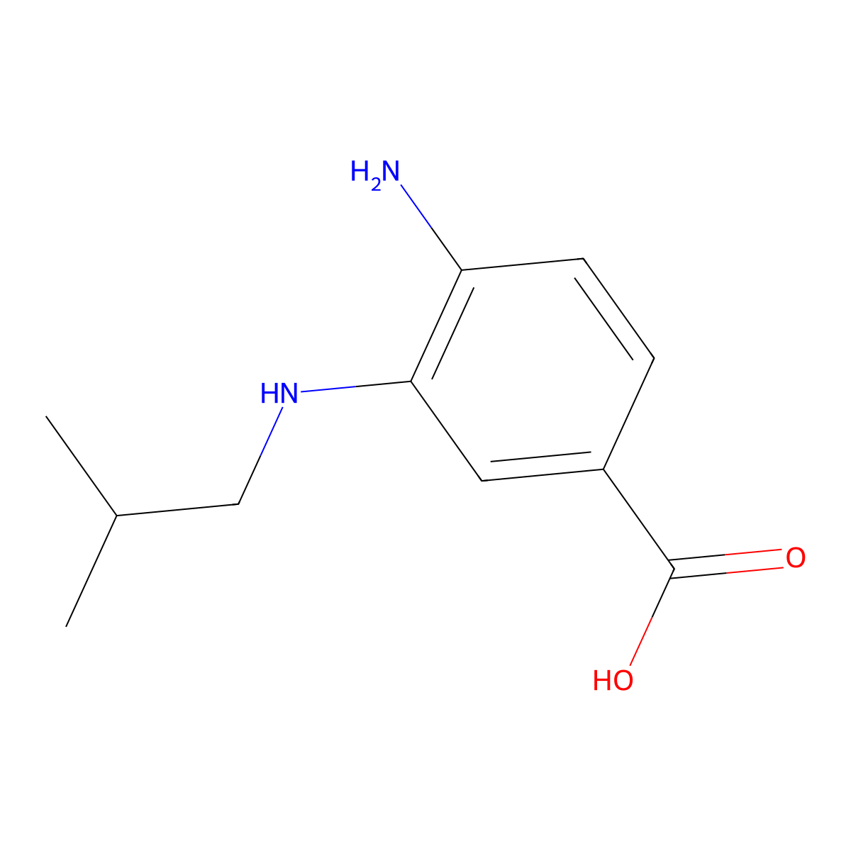 4-Amino-3-[(2-methylpropyl)amino]benzoic acid molecular structure, CAS 1513707-99-7