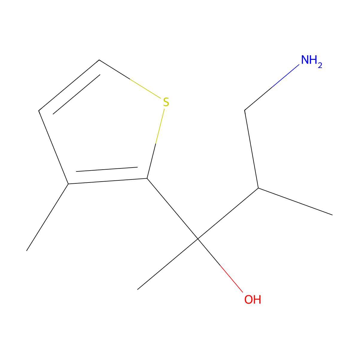 4-Amino-3-methyl-2-(3-methylthiophen-2-yl)butan-2-ol molecular structure, CAS 1513708-89-8