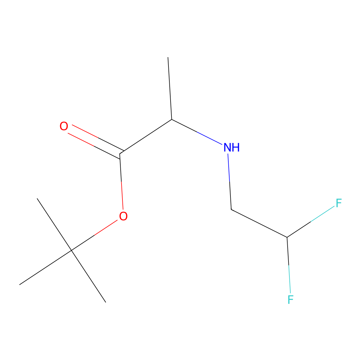 Tert-butyl 2-[(2,2-difluoroethyl)amino]propanoate molecular structure, CAS 1513714-11-8