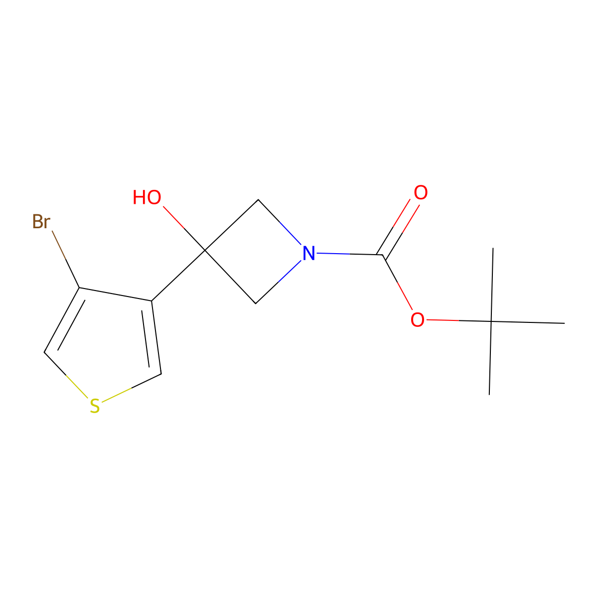 Tert-butyl 3-(4-bromothiophen-3-yl)-3-hydroxyazetidine-1-carboxylate molecular structure, CAS 1513727-59-7
