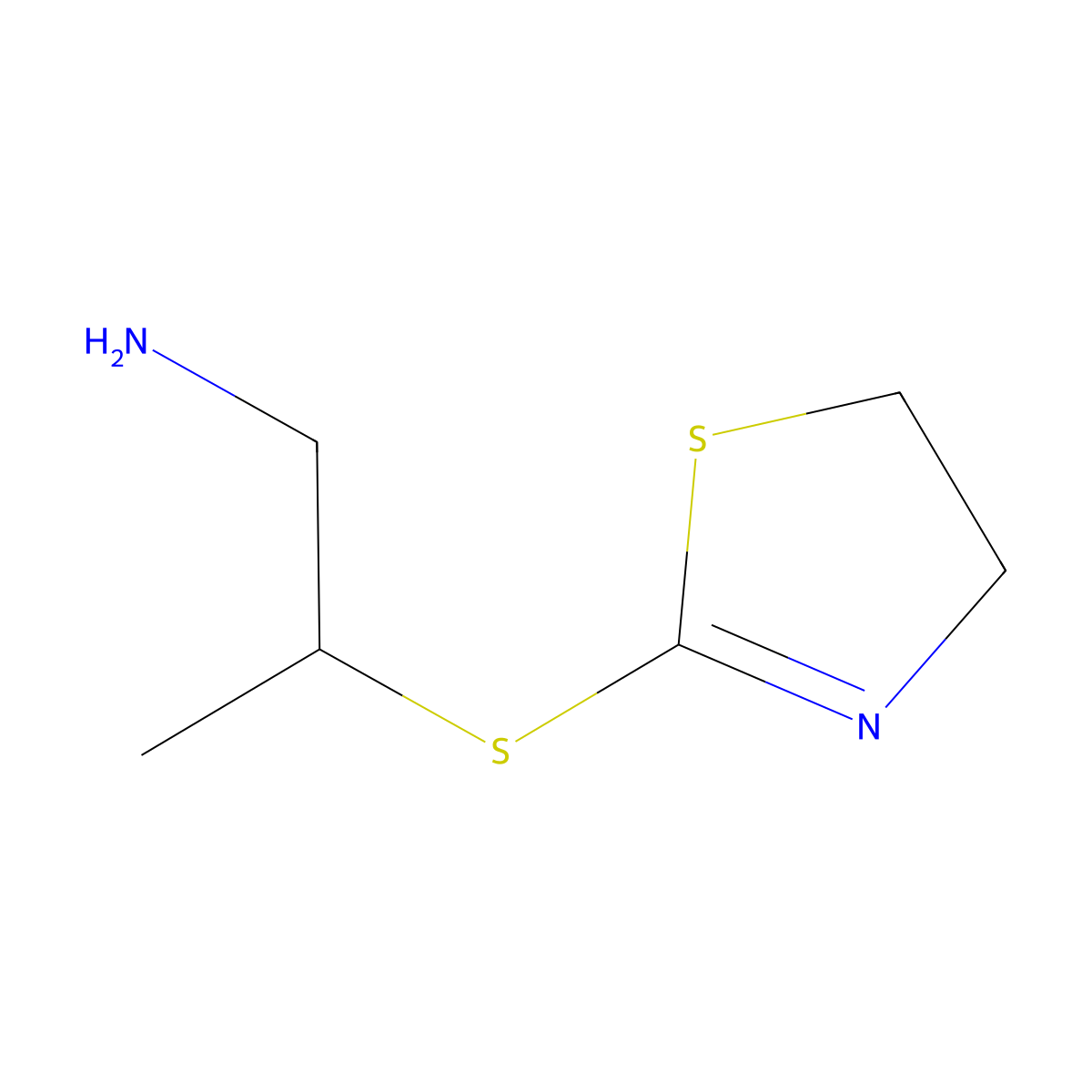 2-(4,5-Dihydro-1,3-thiazol-2-ylsulfanyl)propan-1-amine molecular structure, CAS 1513741-66-6