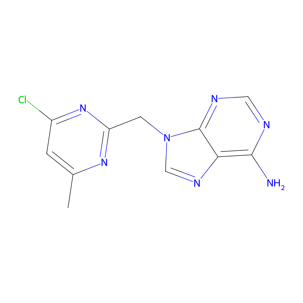 9-[(4-chloro-6-methylpyrimidin-2-yl)methyl]-9H-purin-6-amine molecular structure, CAS 1513742-08-9