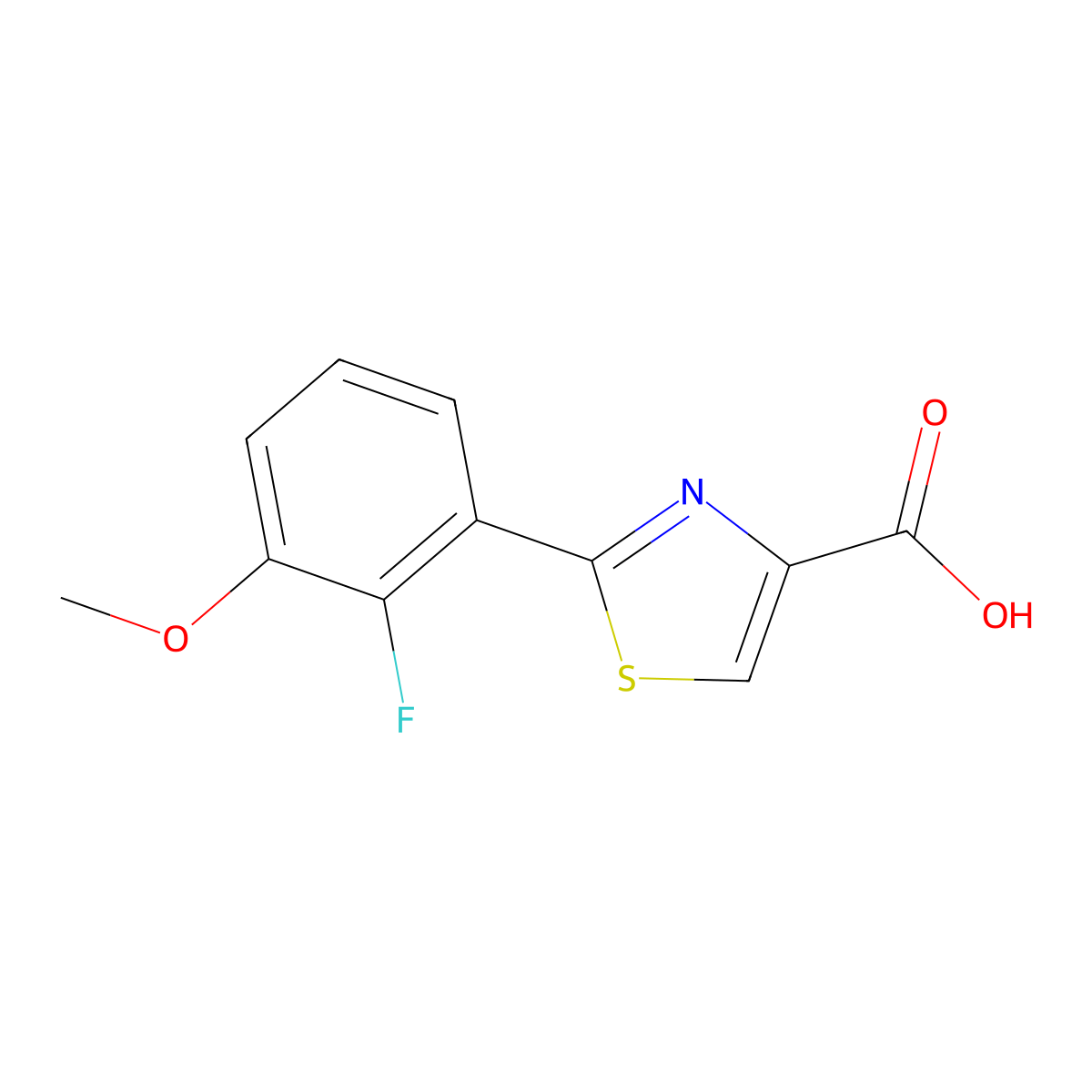 2-(2-Fluoro-3-methoxyphenyl)-1,3-thiazole-4-carboxylic acid molecular structure, CAS 1513760-83-2