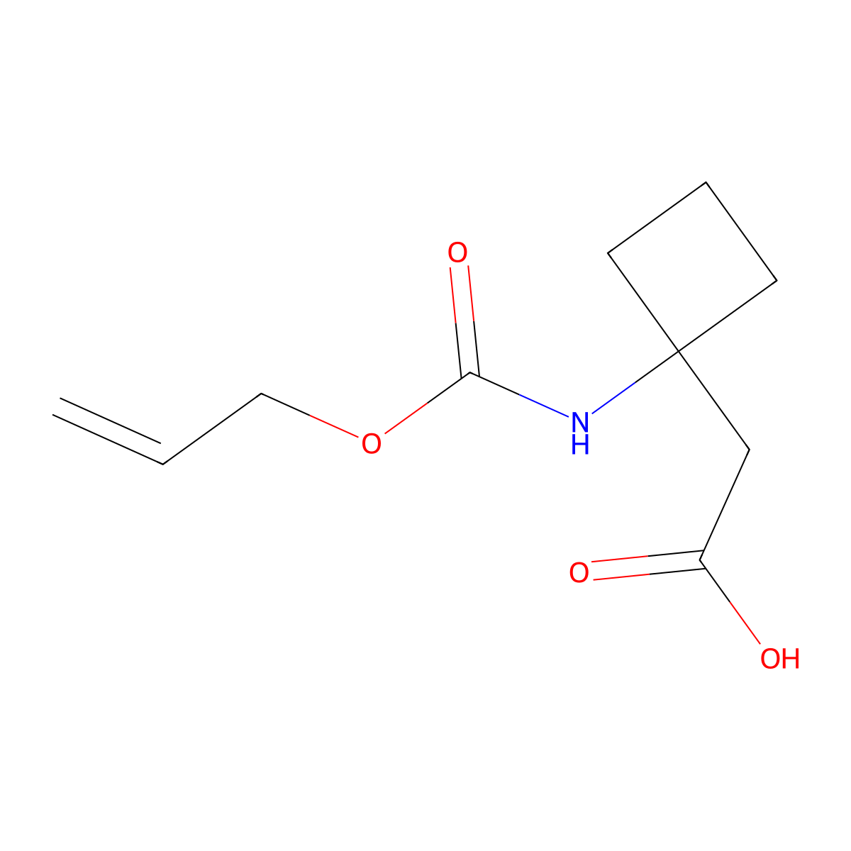 2-(1-{[(Prop-2-en-1-yloxy)carbonyl]amino}cyclobutyl)acetic acid molecular structure, CAS 1513763-01-3