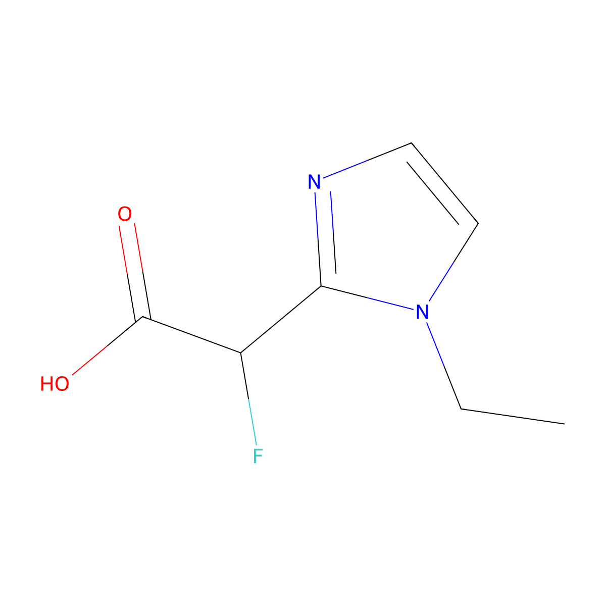 2-(1-ethyl-1H-imidazol-2-yl)-2-fluoroacetic acid molecular structure, CAS 1513764-05-0