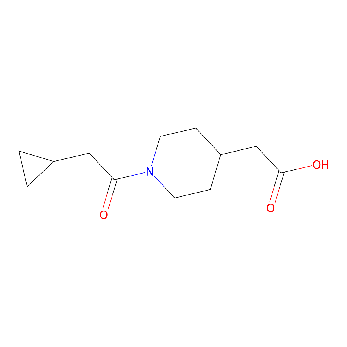 2-(1-(2-Cyclopropylacetyl)piperidin-4-yl)acetic acid molecular structure, CAS 1513764-66-3