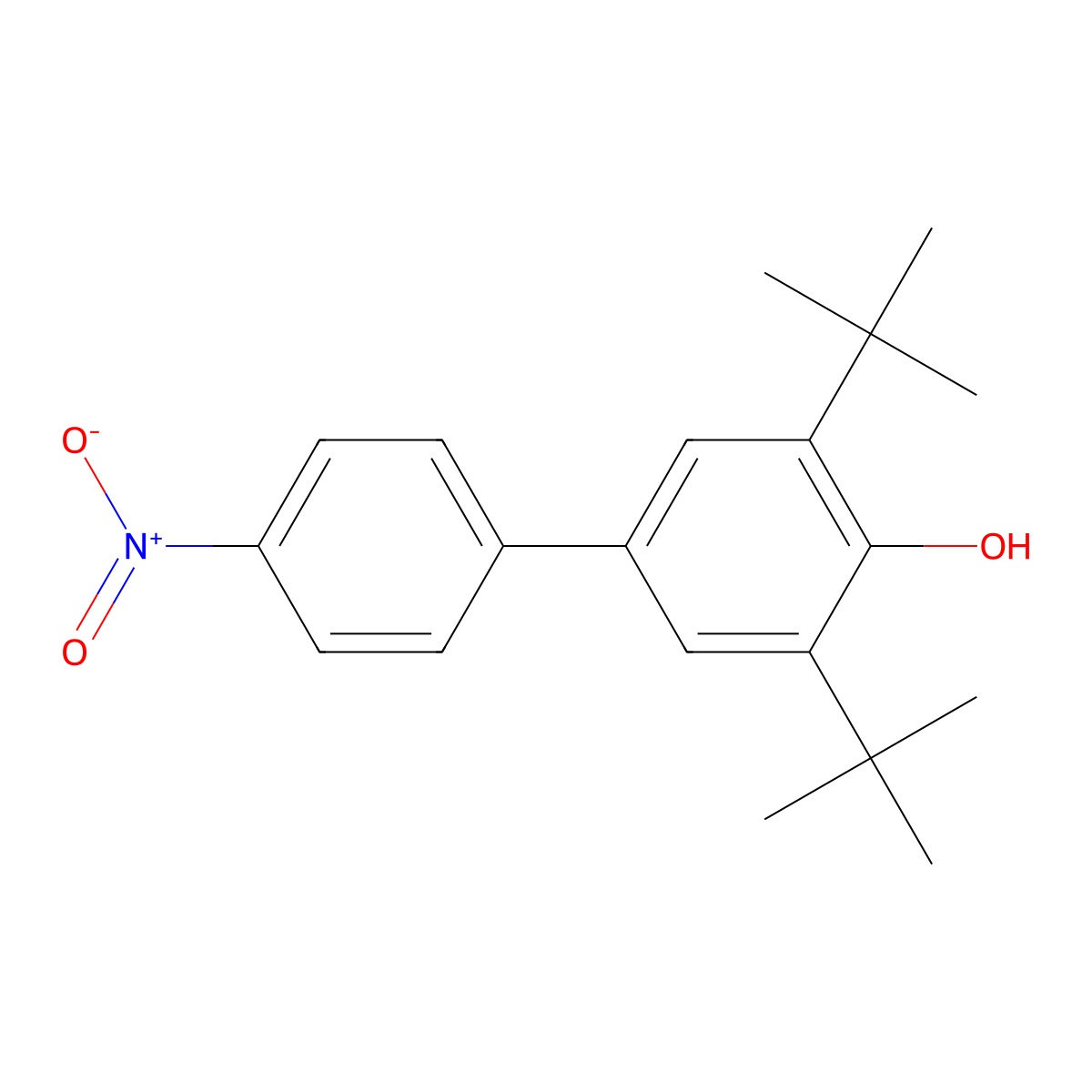 3,5-Ditert-butyl-4'-nitro[1,1'-biphenyl]-4-ol molecular structure, CAS 15138-30-4