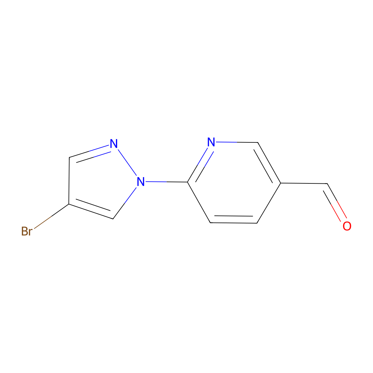 6-(4-Bromo-1H-pyrazol-1-YL)pyridine-3-carbaldehyde molecular structure, CAS 1513824-60-6