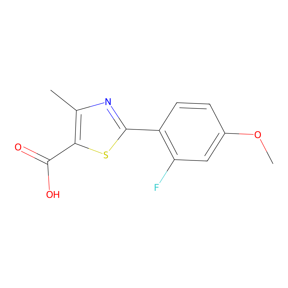 2-(2-Fluoro-4-methoxyphenyl)-4-methyl-1,3-thiazole-5-carboxylic acid molecular structure, CAS 1513825-13-2