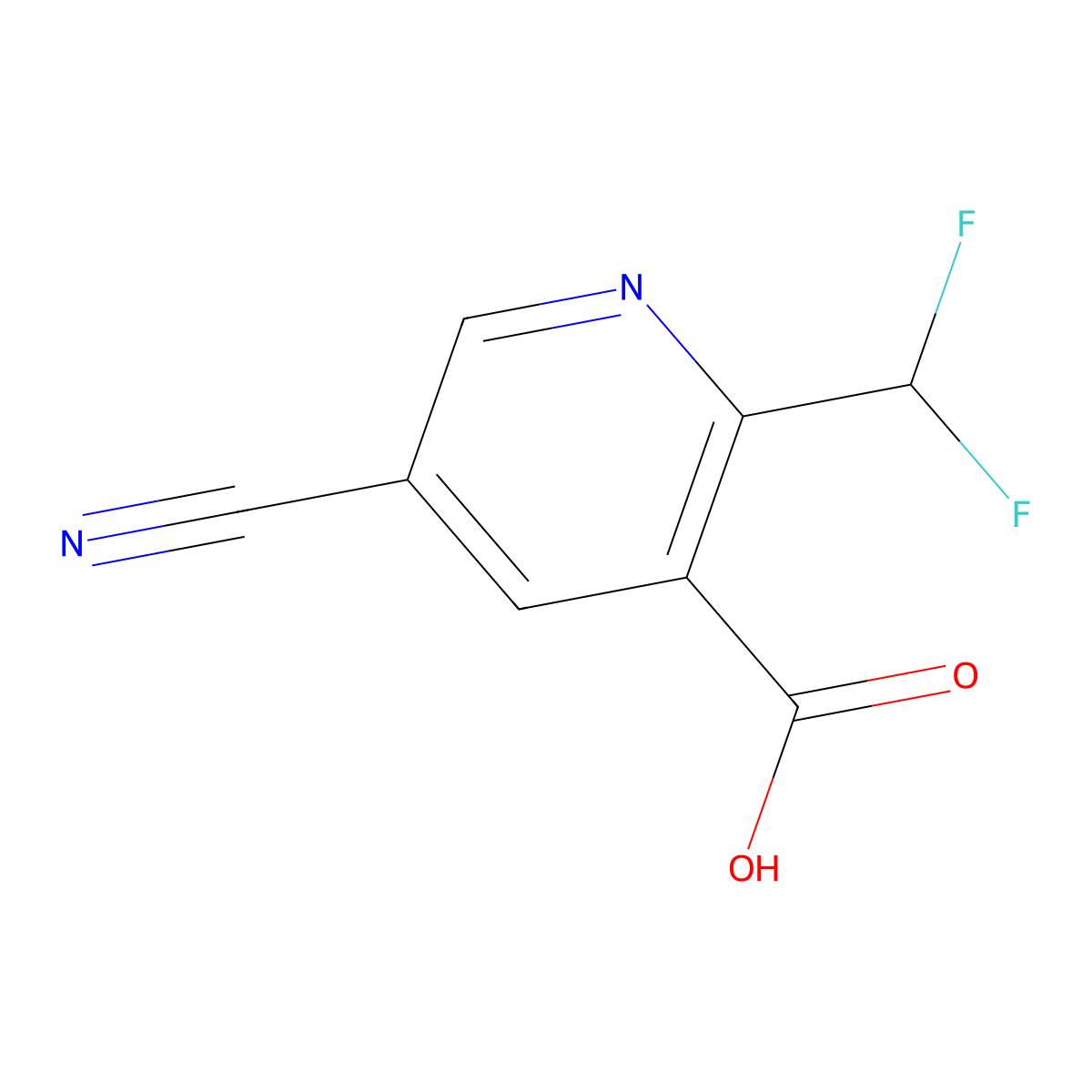 5-Cyano-2-(difluoromethyl)nicotinic acid molecular structure, CAS 1513851-02-9
