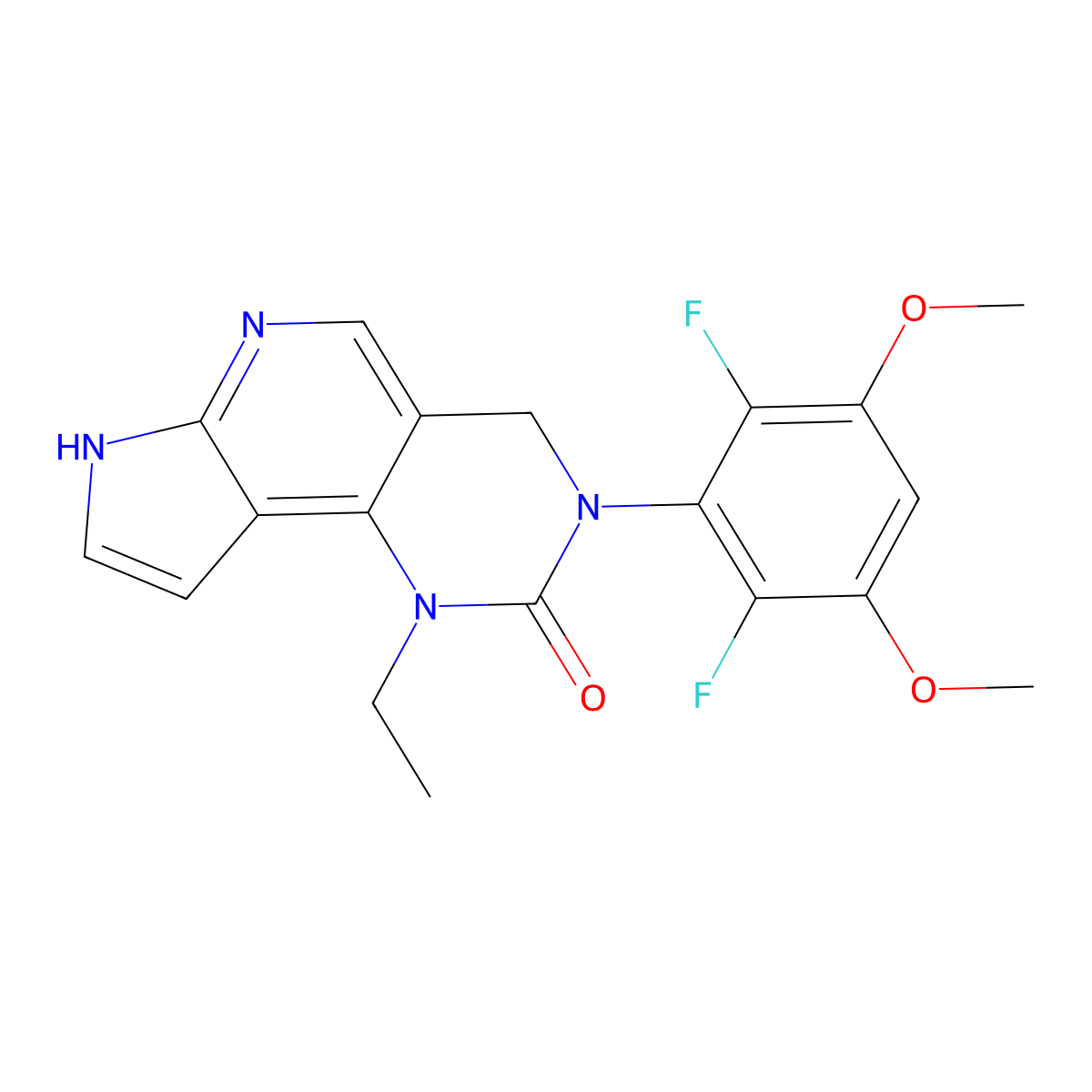 3-(2,6-Difluoro-3,5-dimethoxyphenyl)-1-ethyl-1,3,4,7-tetrahydro-2H-pyrrolo[3',2':5,6]pyrido[4,3-d]pyrimidin-2-one molecular structure, CAS 1513857-72-1