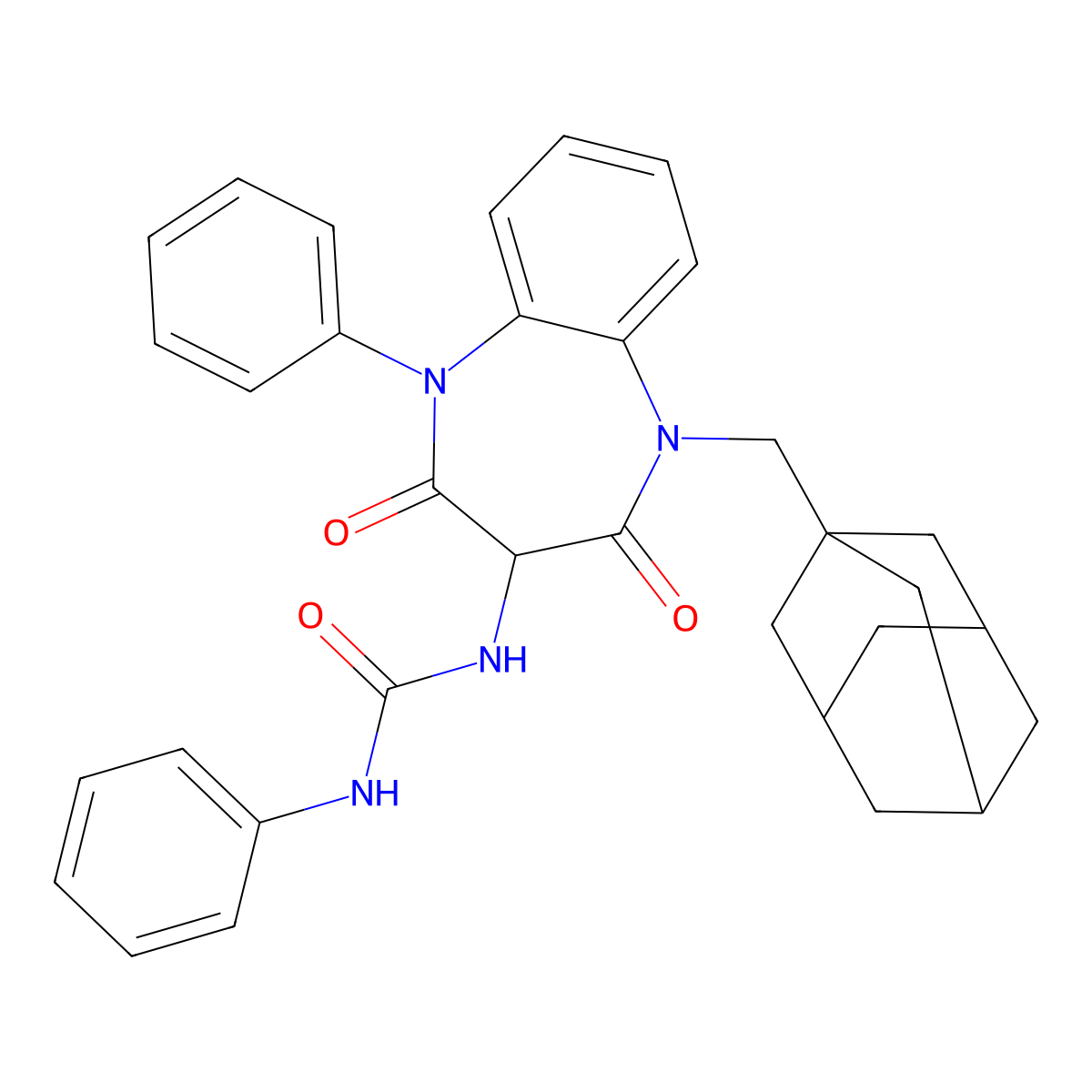 1-[(3S)-1-(1-adamantylmethyl)-2,4-dioxo-5-phenyl-1,5-benzodiazepin-3-yl]-3-phenylurea molecular structure, CAS 151386-96-8
