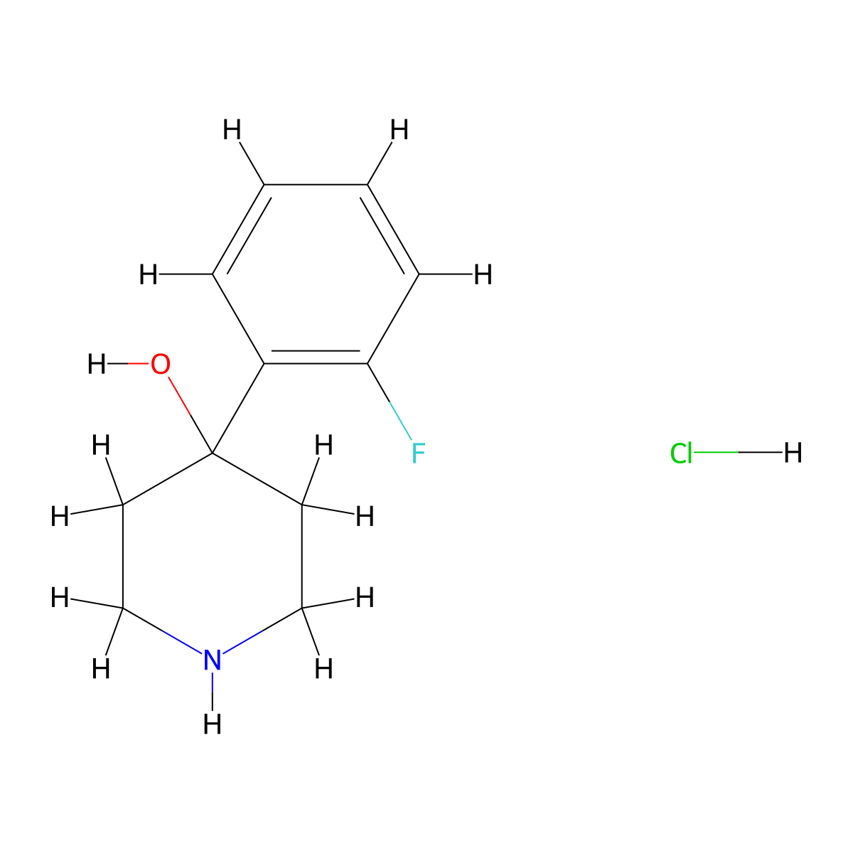 4-(2-Fluorophenyl)piperidin-4-ol hydrochloride molecular structure, CAS 1513866-26-6