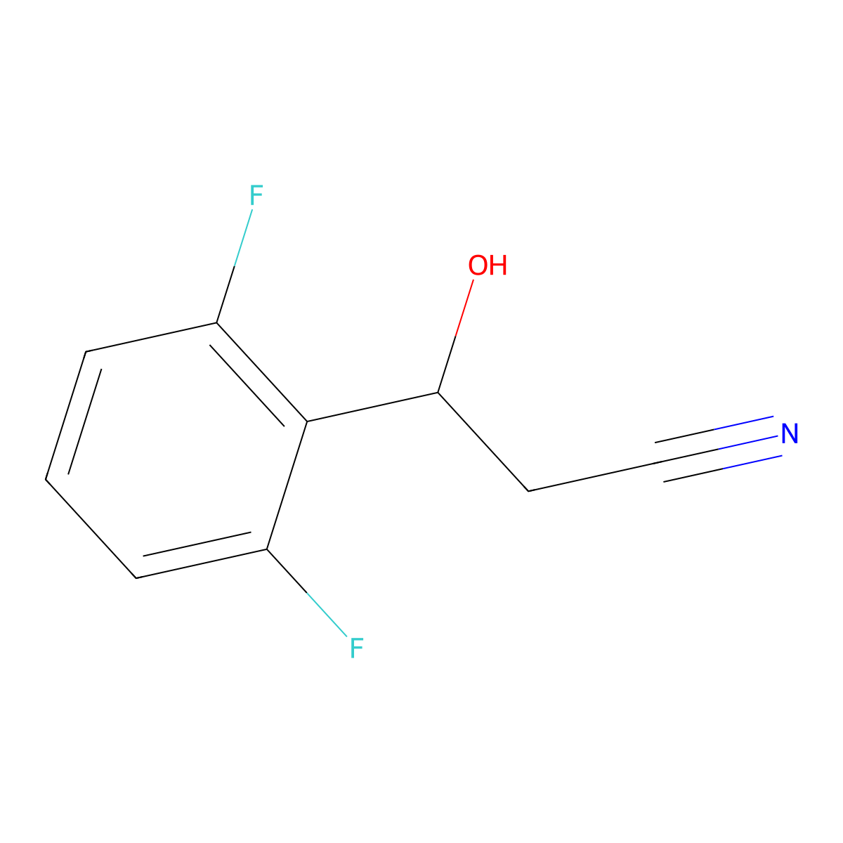 3-(2,6-Difluorophenyl)-3-hydroxypropanenitrile molecular structure, CAS 1513866-30-2