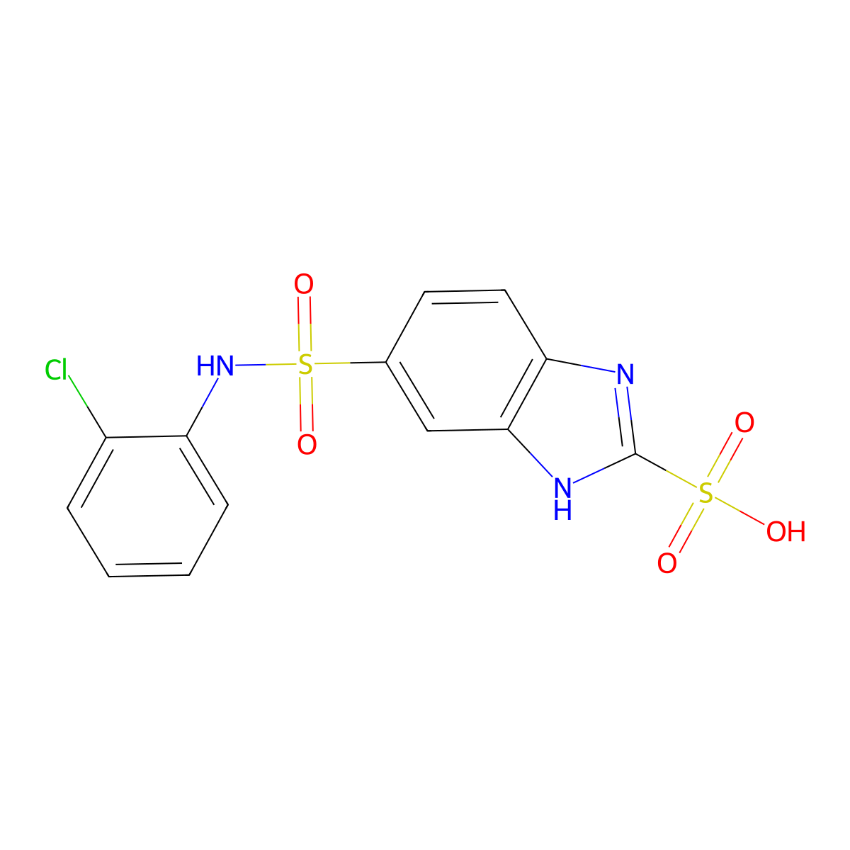 5-[(2-Chlorophenyl)sulfamoyl]-1H-1,3-benzodiazole-2-sulfonic acid molecular structure, CAS 1513877-23-0