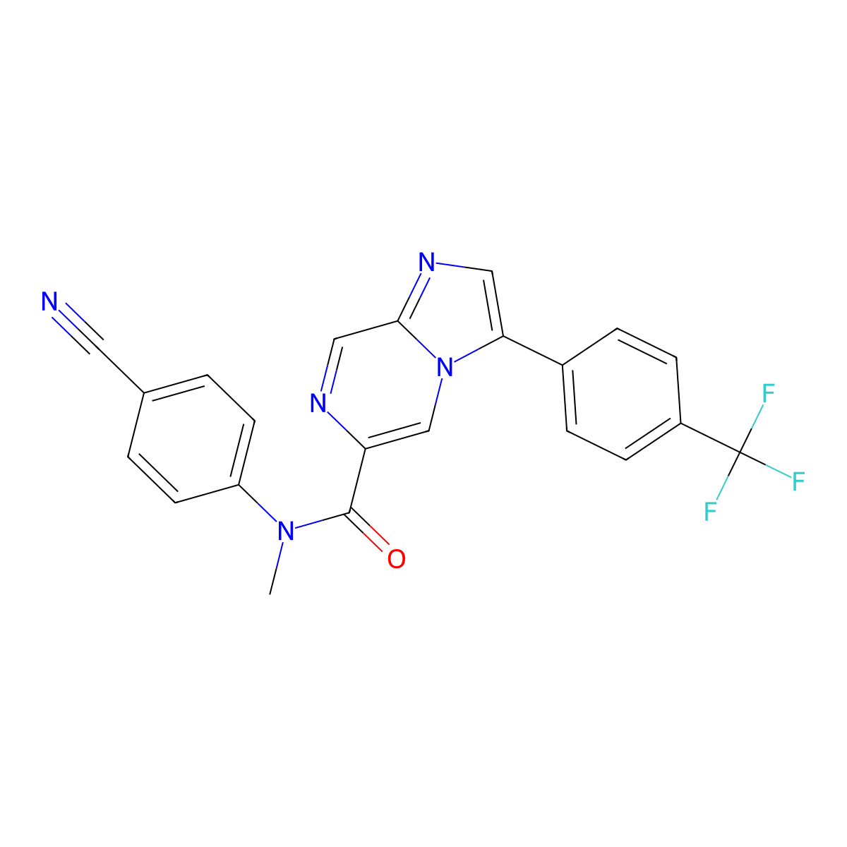 N-(4-cyanophenyl)-N-methyl-3-(4-(trifluoromethyl)phenyl)imidazo[1,2-a]pyrazine-6-carboxamide molecular structure, CAS 1513879-18-9