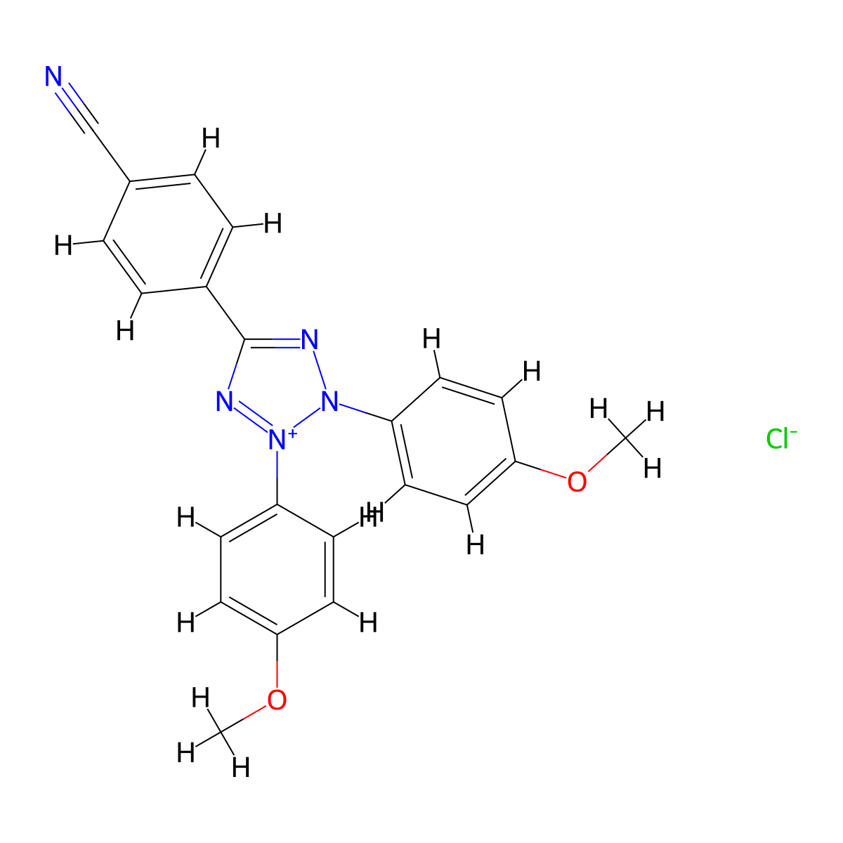 2,3-Bis(4-methoxyphenyl)-5-(4-cyanophenyl)tetrazolium Chloride molecular structure, CAS 151390-91-9
