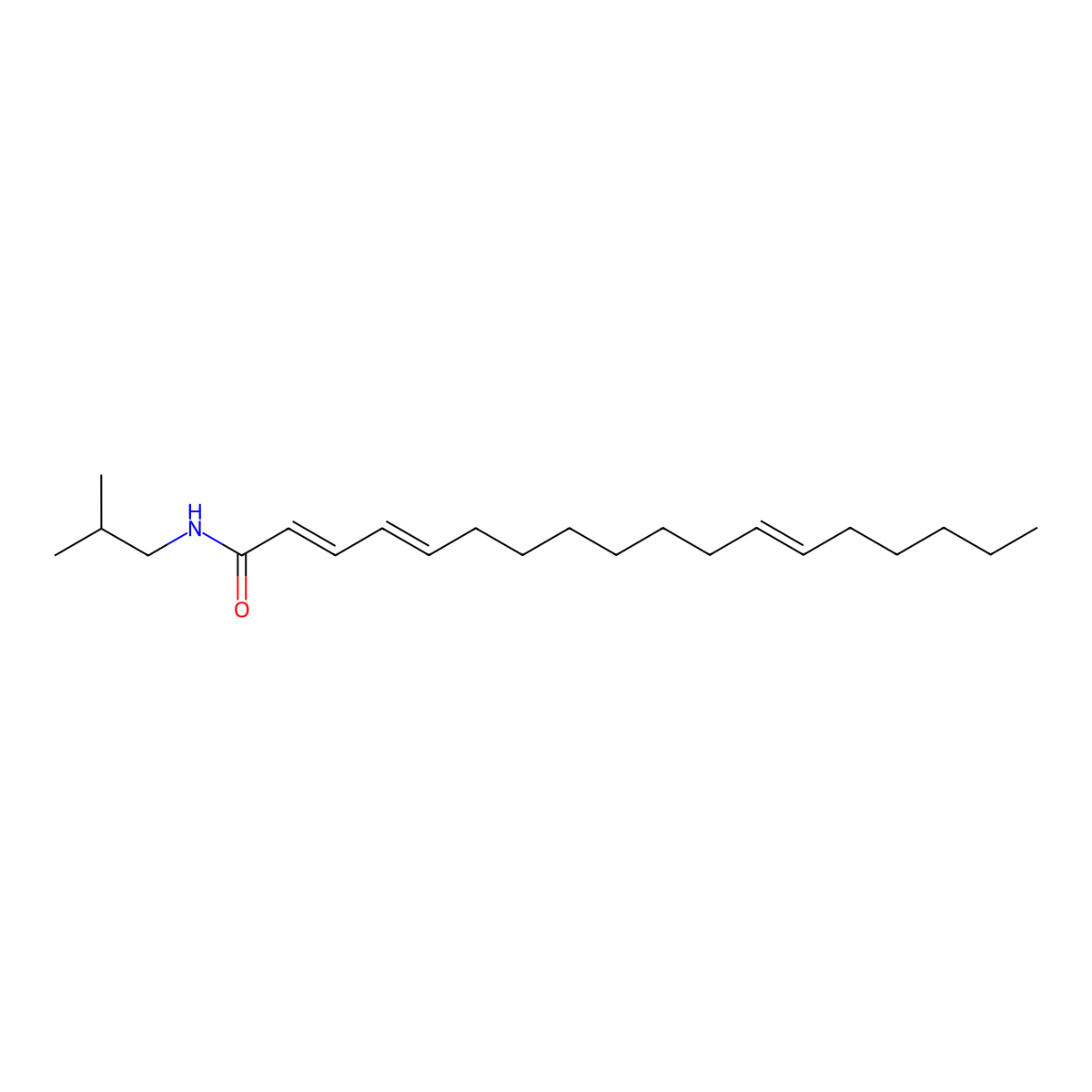 (2E,4E,12Z)-N-(2-Methylpropyl)-2,4,12-octadecatrienamide molecular structure, CAS 151391-69-4