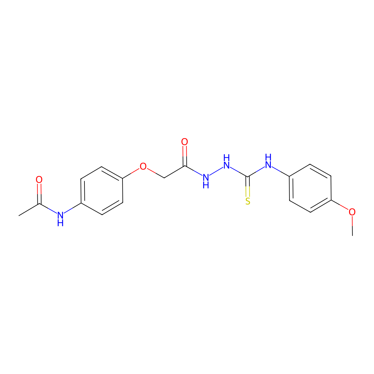 Acetic acid, (4-(acetylamino)phenoxy)-, 2-(((4-methoxyphenyl)amino)thioxomethyl)hydrazide molecular structure, CAS 151392-10-8