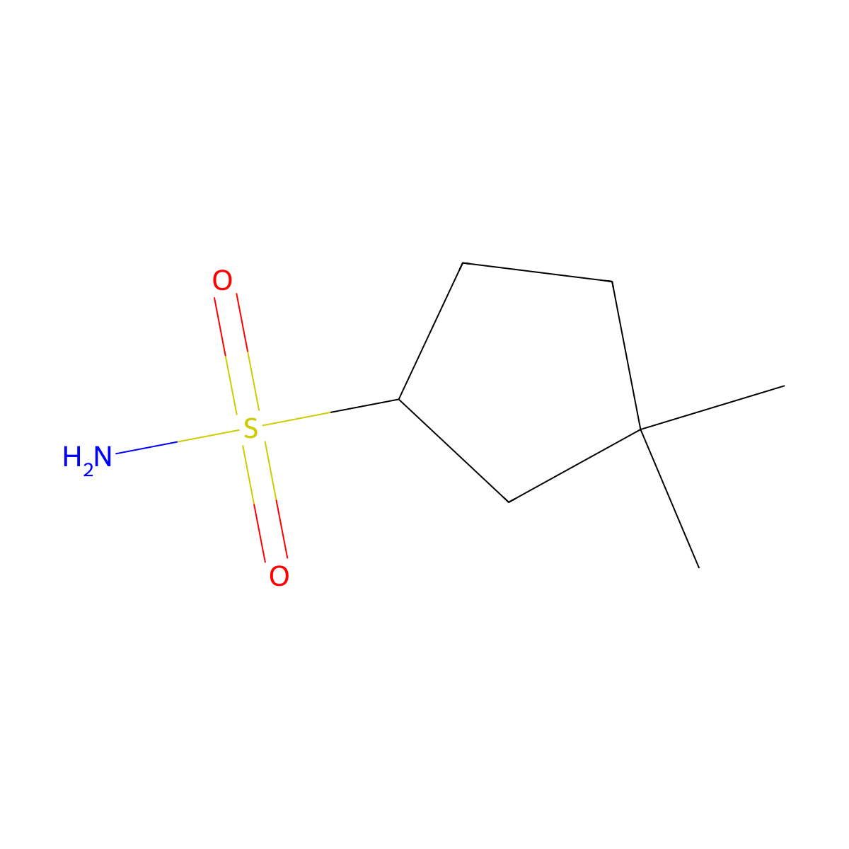 3,3-Dimethylcyclopentane-1-sulfonamide molecular structure, CAS 1513938-90-3