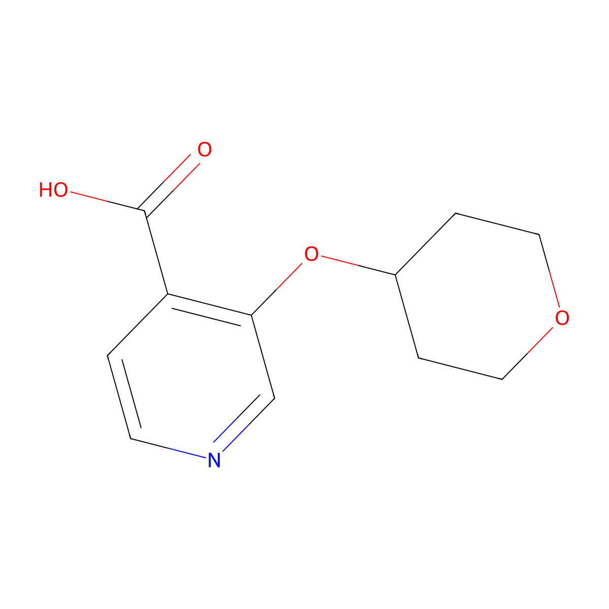 3-(Tetrahydro-2H-pyran-4-yloxy)isonicotinic acid molecular structure, CAS 1513963-64-8