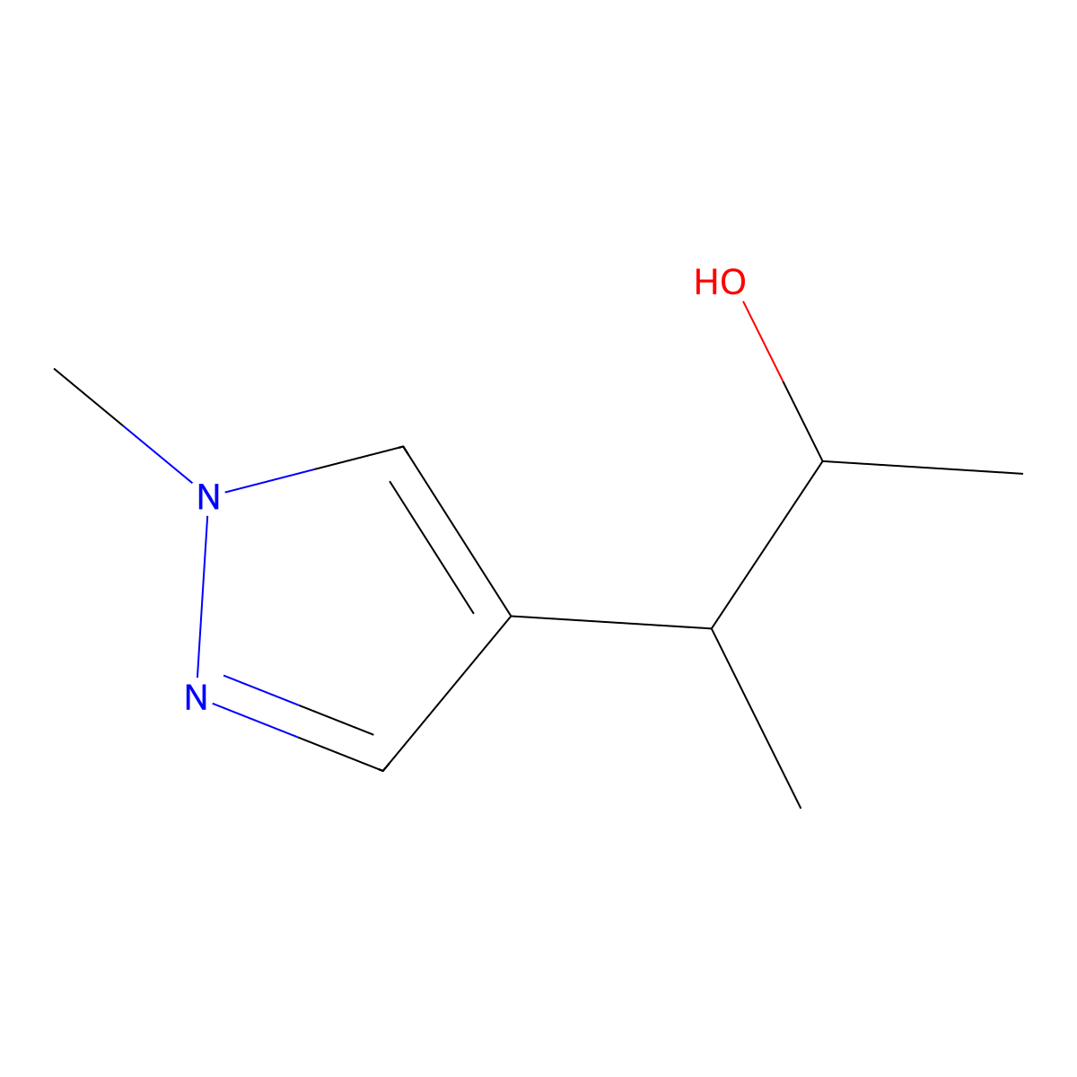 3-(1-methyl-1H-pyrazol-4-yl)butan-2-ol molecular structure, CAS 1513981-96-8