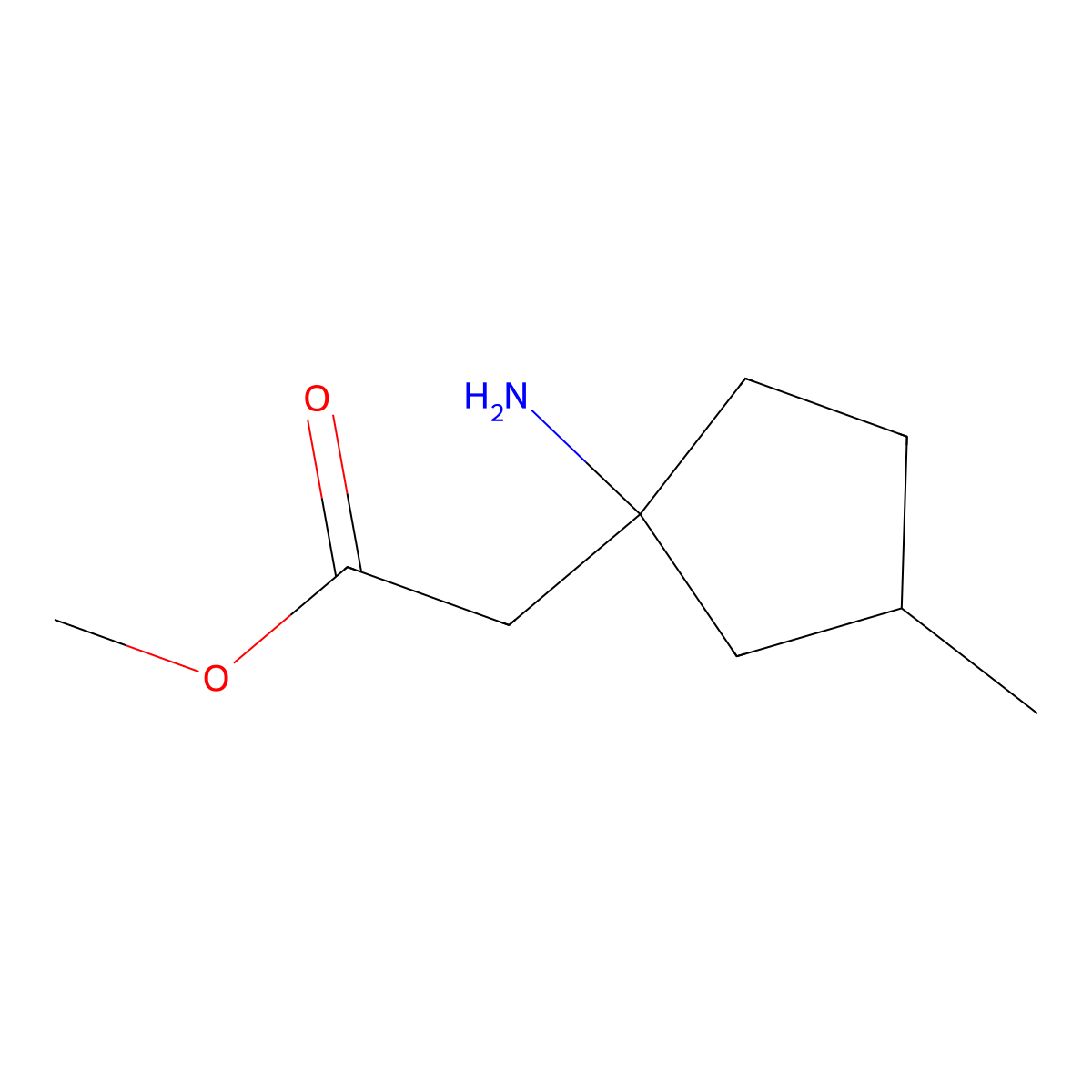Methyl 2-(1-amino-3-methylcyclopentyl)acetate molecular structure, CAS 1513983-63-5
