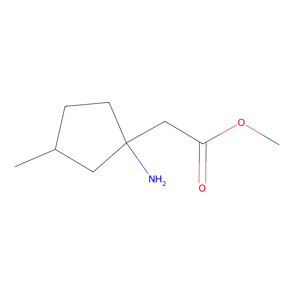 Methyl 2-(1-amino-3-methylcyclopentyl)acetate molecular structure, CAS 1513983-63-5