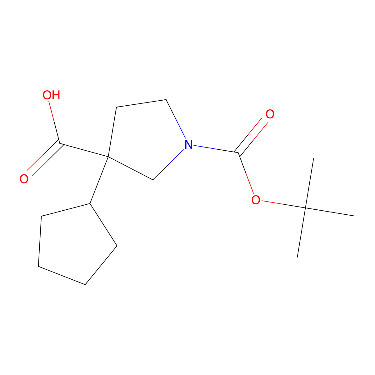1-[(Tert-butoxy)carbonyl]-3-cyclopentylpyrrolidine-3-carboxylic acid molecular structure, CAS 1513993-05-9
