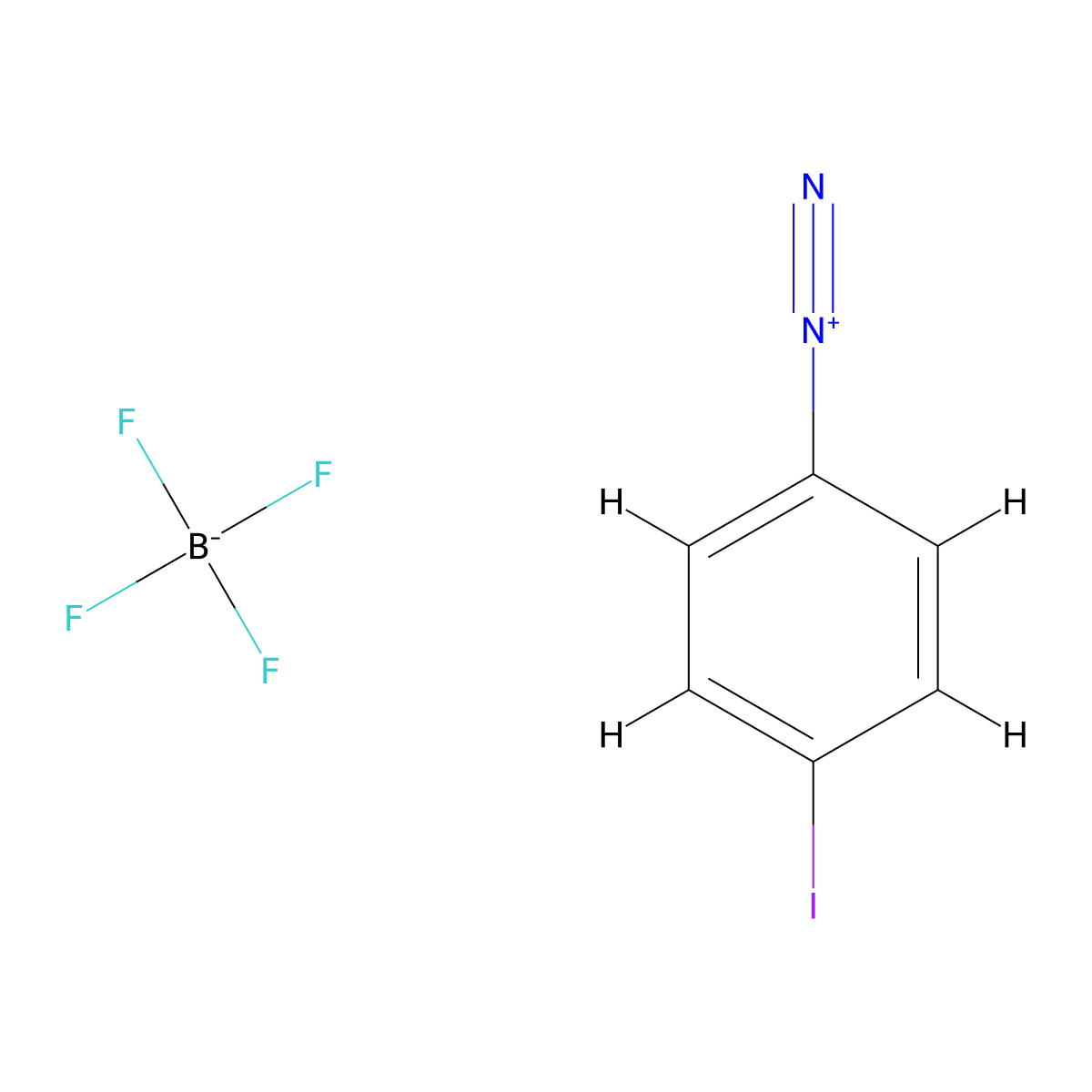 4-Iodobenzene-1-diazonium; tetrafluoroboranuide molecular structure, CAS 1514-50-7
